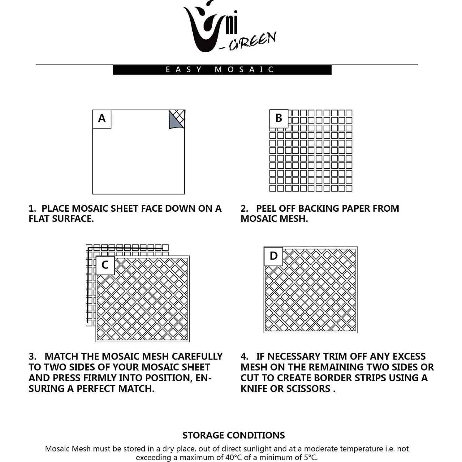 Malla de mosaico Uni-Green 30.48x30.48 cm con adhesivo fuerte - 11 piezas