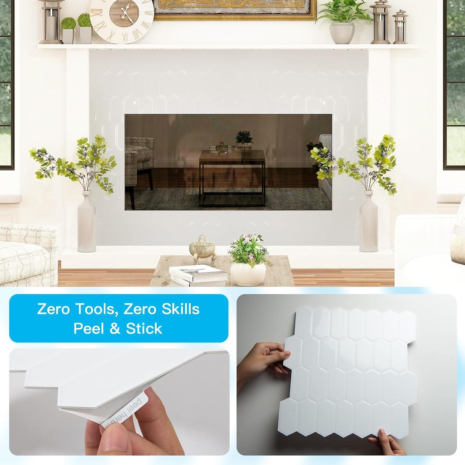 Azulejos Autoadhesivos Art3d 10 Hojas Vinilo Blanco 30.48x30.48cm