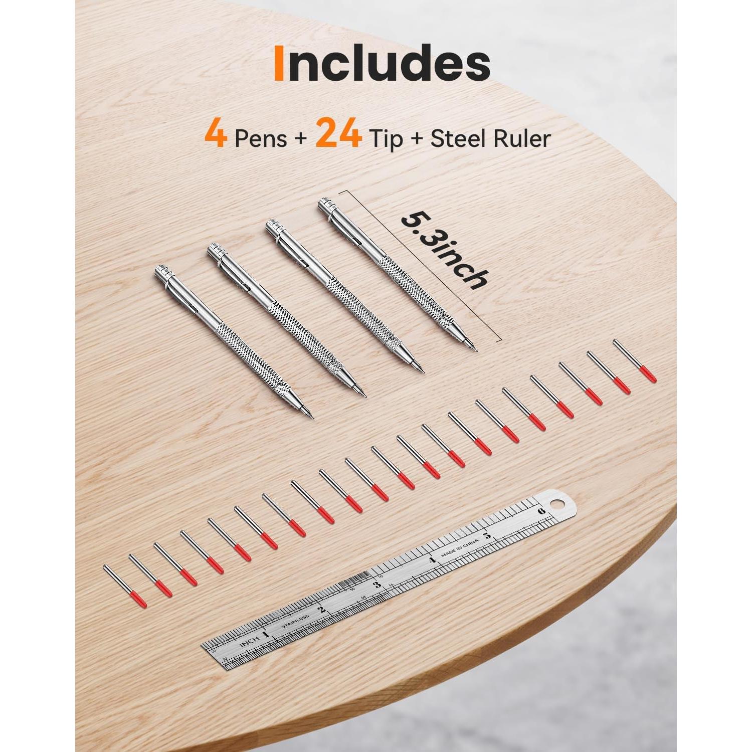 Grapadora de Carburo de Tungsteno PSMYP, 4 Piezas con Regla 15.24 cm