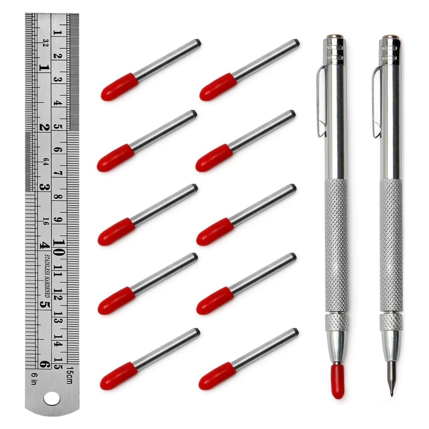 Paquete de 2 herramientas de grabado Mriuuod con 10 puntas y regla 15cm