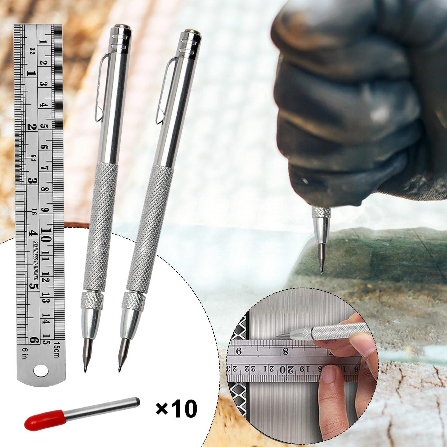 Paquete de 2 herramientas de grabado Mriuuod con 10 puntas y regla 15cm