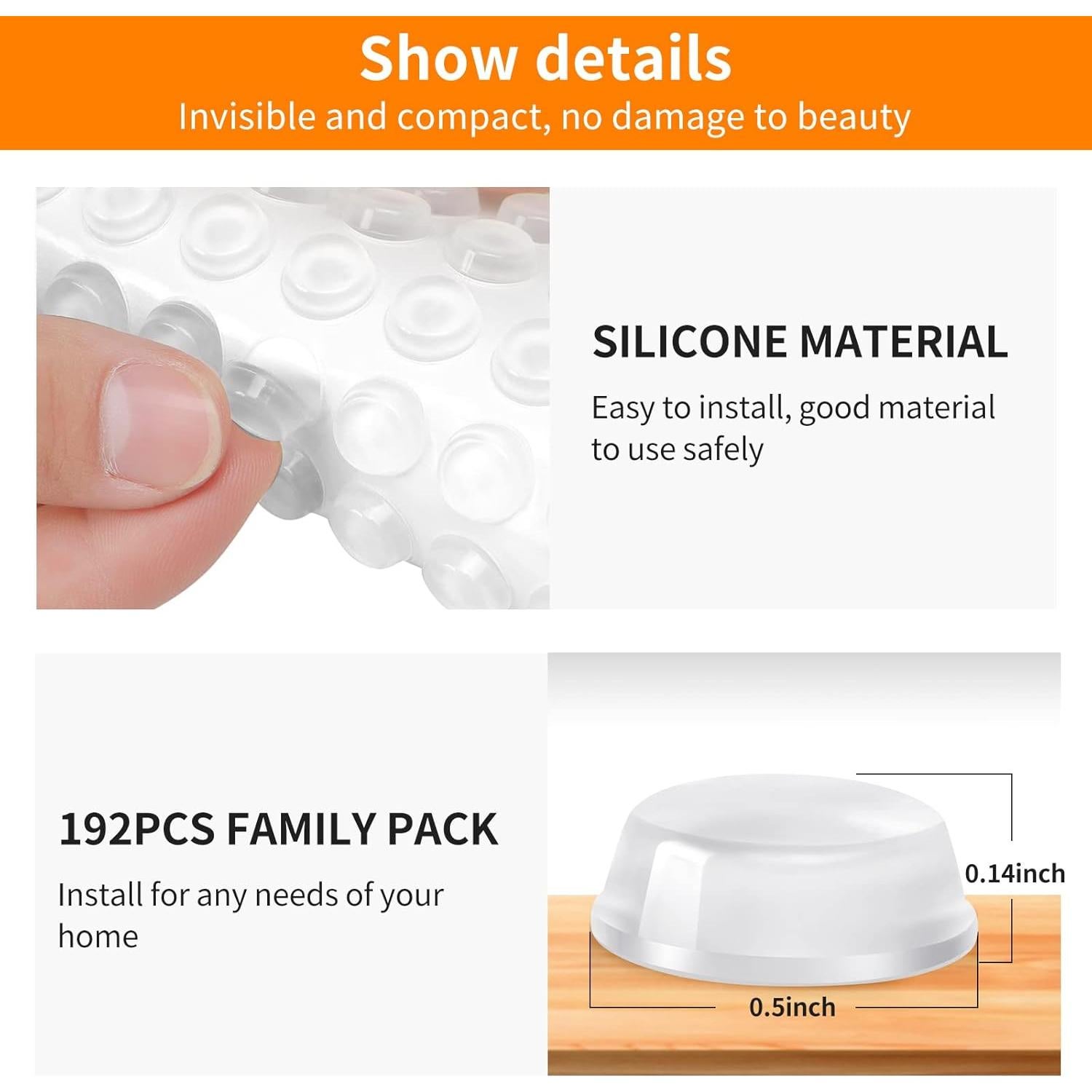 Bumpers de Silicona Transparentes CHUNZEXI 192 Pcs Autoadhesivos