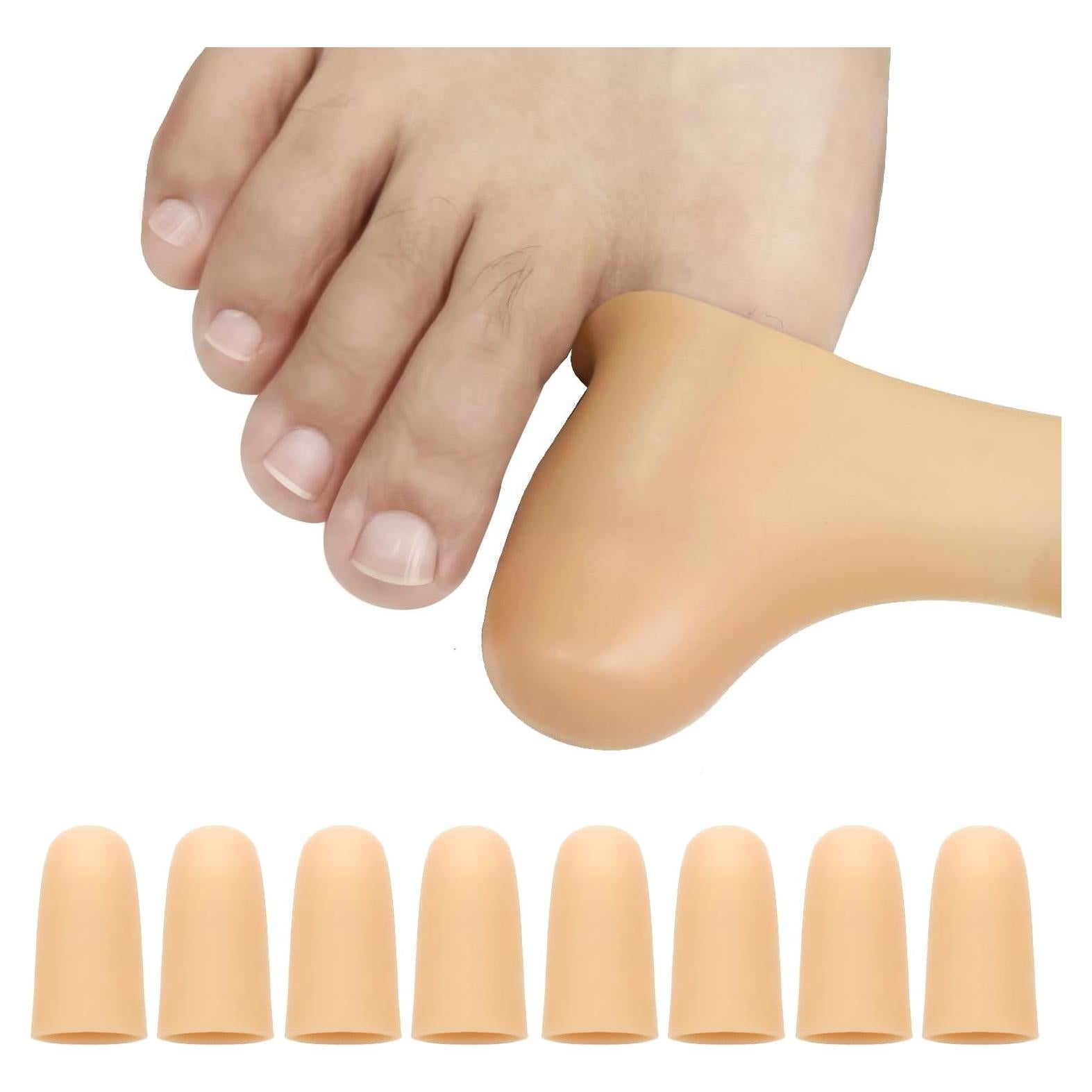 Paquete de 8 Protectores de Dedos de Silicona POQOD Grande Beige