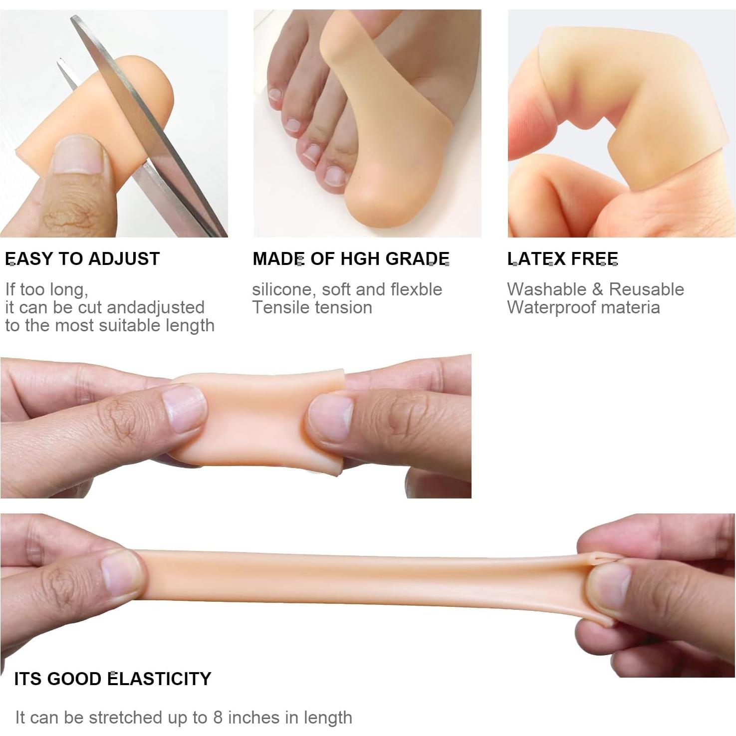 Paquete de 8 Protectores de Dedos de Silicona POQOD Grande Beige