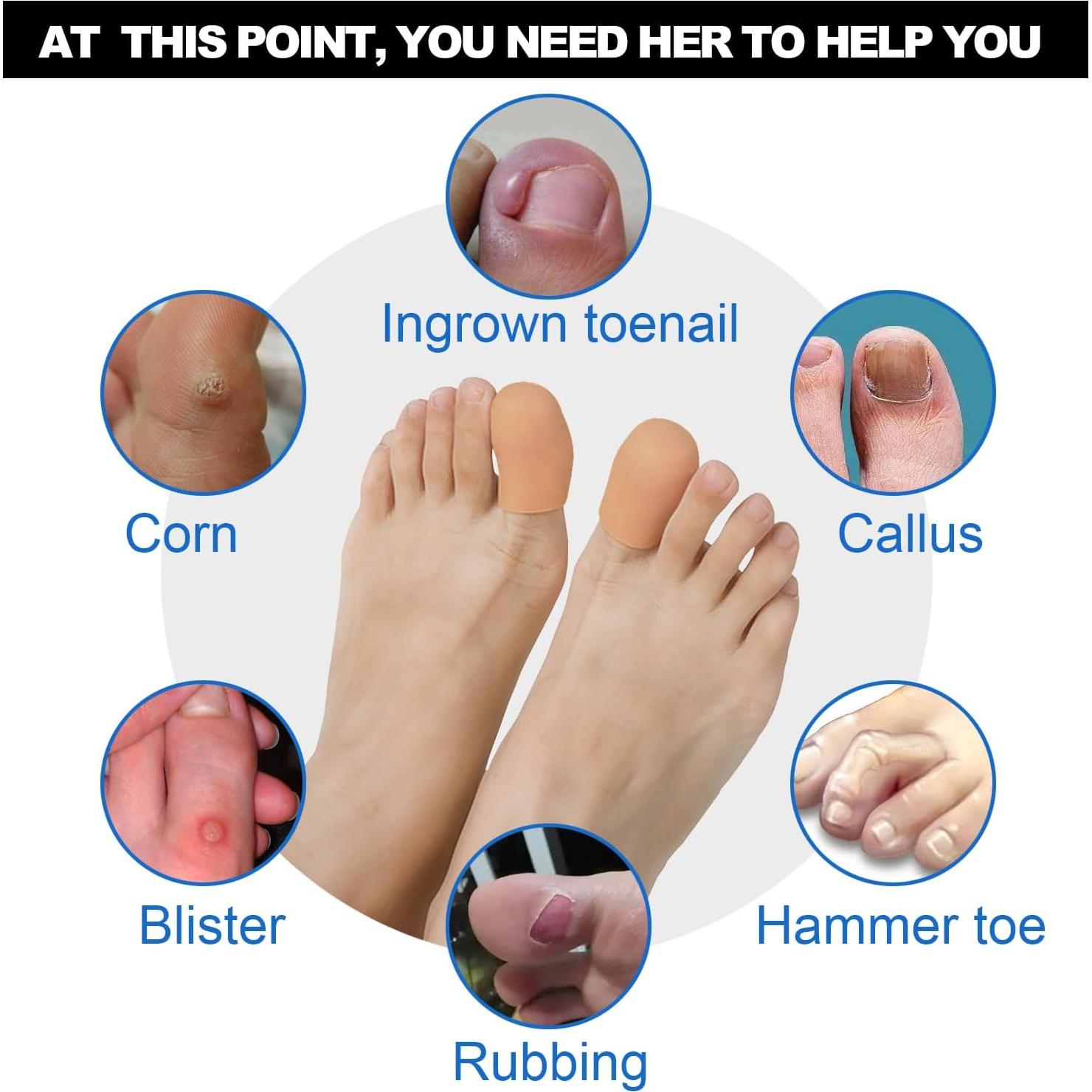 Paquete de 8 Protectores de Dedos de Silicona POQOD Grande Beige