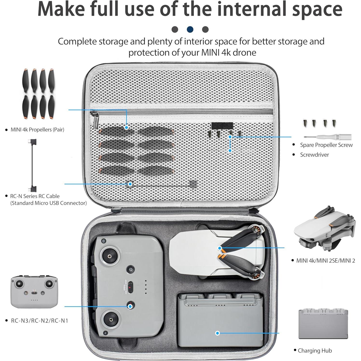 Funda de Transporte Portátil Tomat para DJI Mini 4K y Mini 2 SE