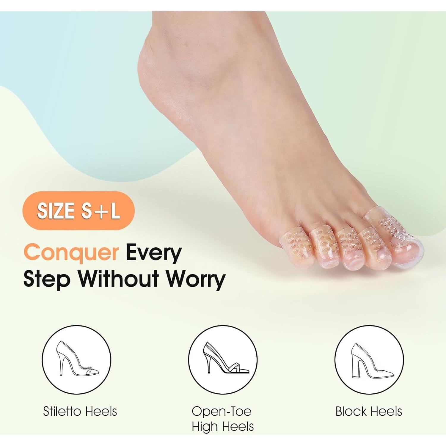 30 Protectores de Dedos de Silicona ENLOPQ para Tacones Altos