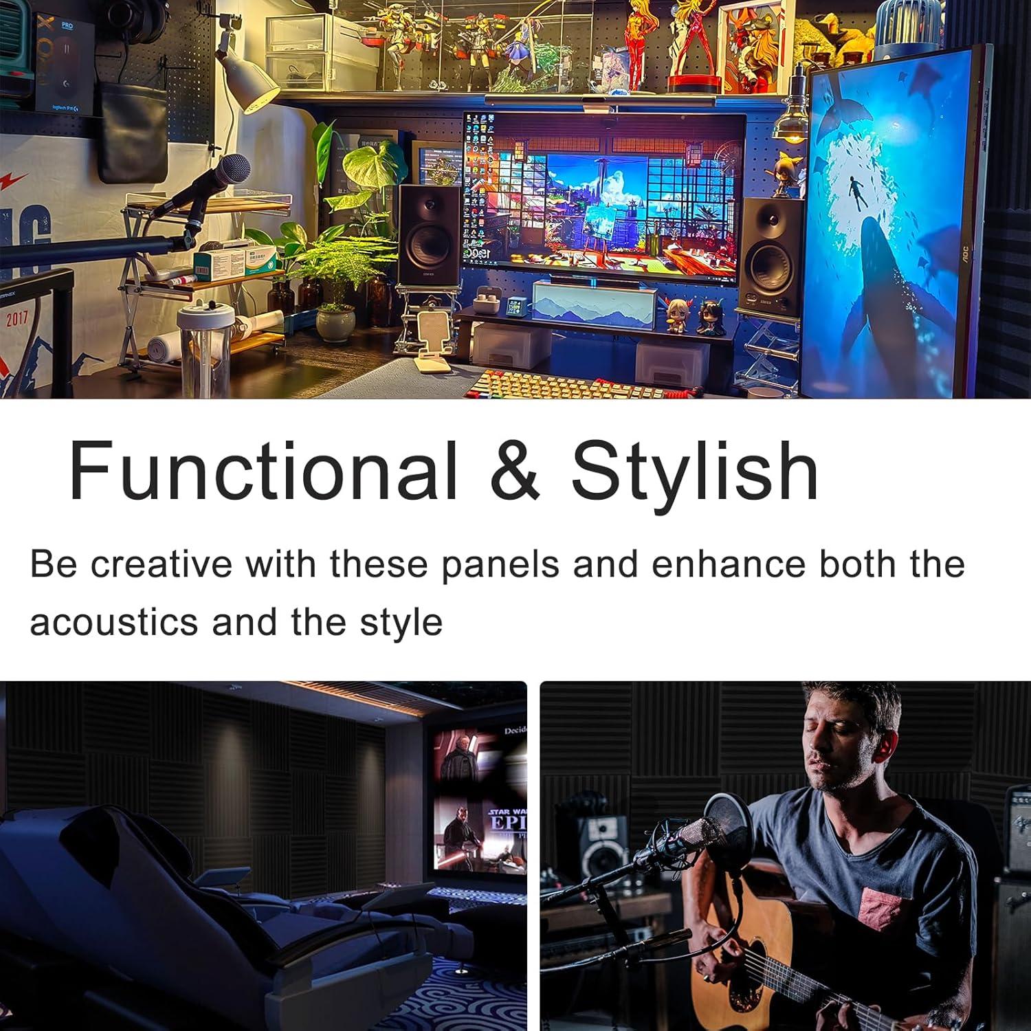 54 Paneles de Espuma Acústica Xinerhao 30.48x30.48 cm Negro