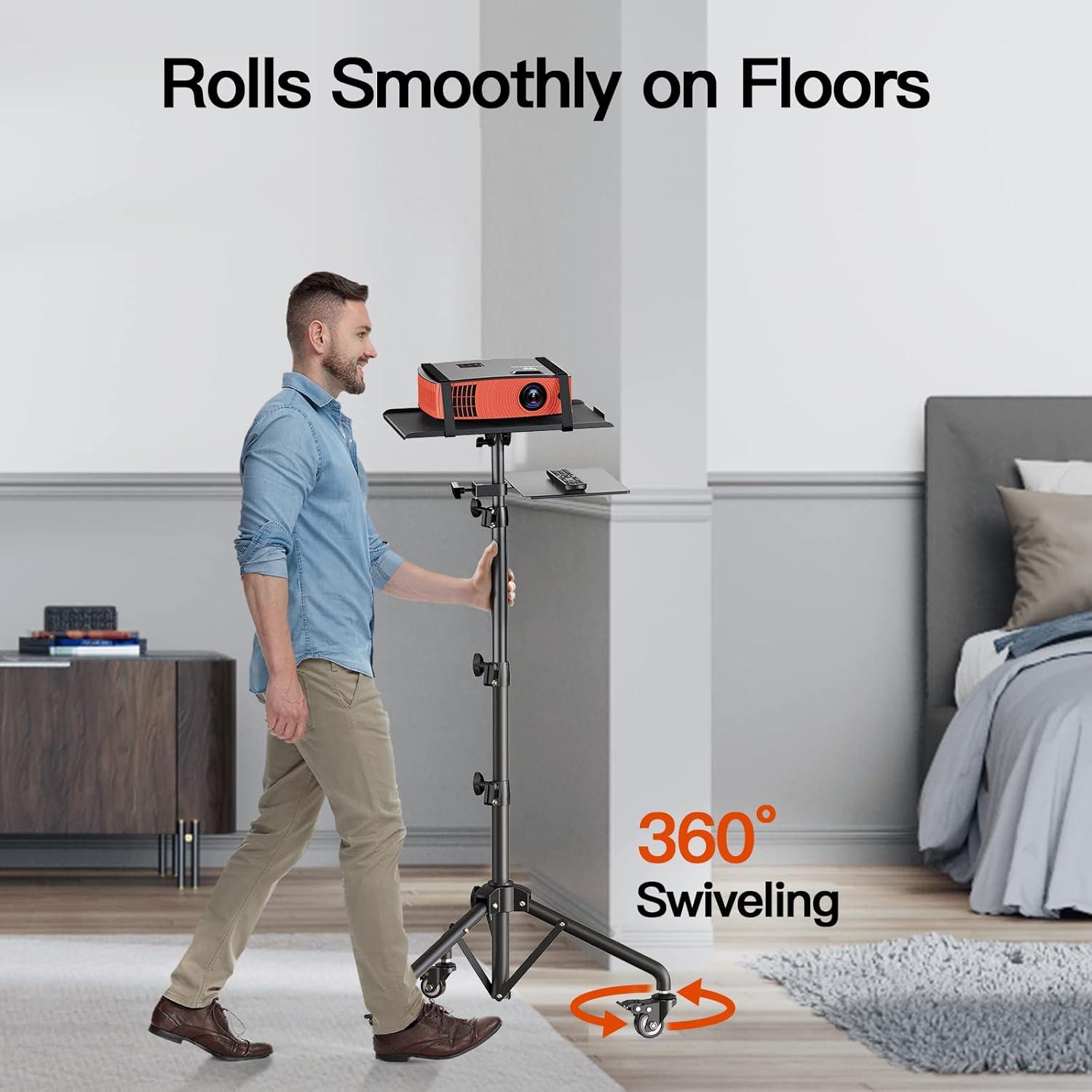 Soporte de Proyector Amada Ajustable con Ruedas y Bandeja