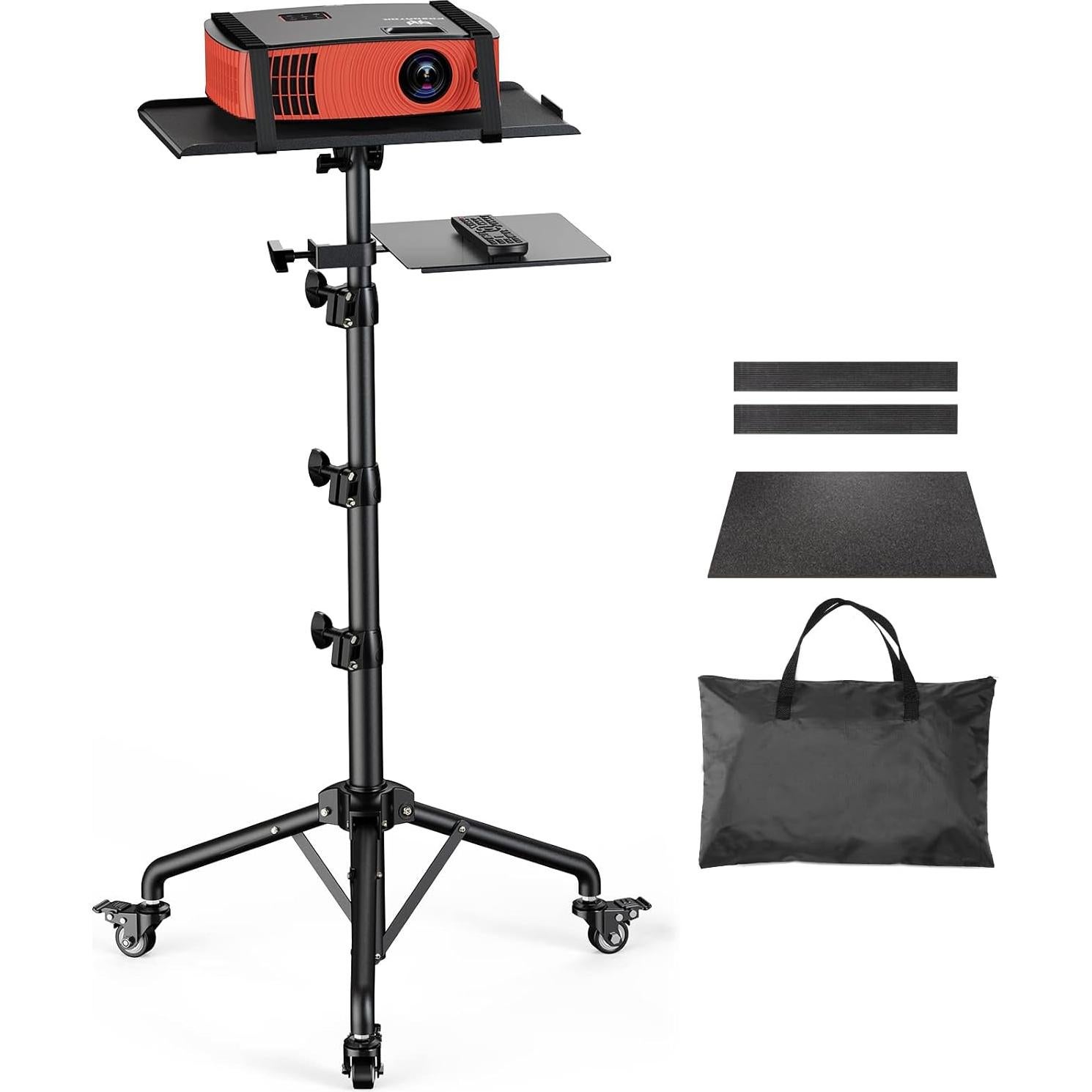 Soporte de Proyector Amada Ajustable con Ruedas y Bandeja