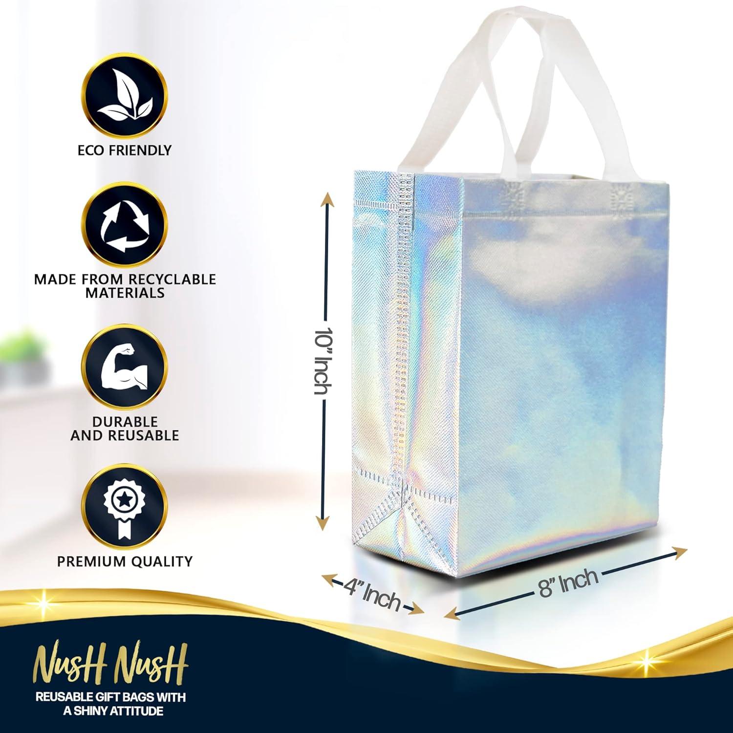 Bolsas de Regalo Holográficas Nush Nush Medianas Set de 12
