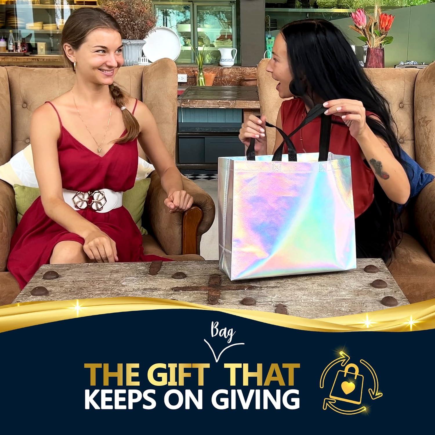 Bolsas de Regalo Iridiscentes Nush Nush - Set de 12 Grandes 28x13x33 cm