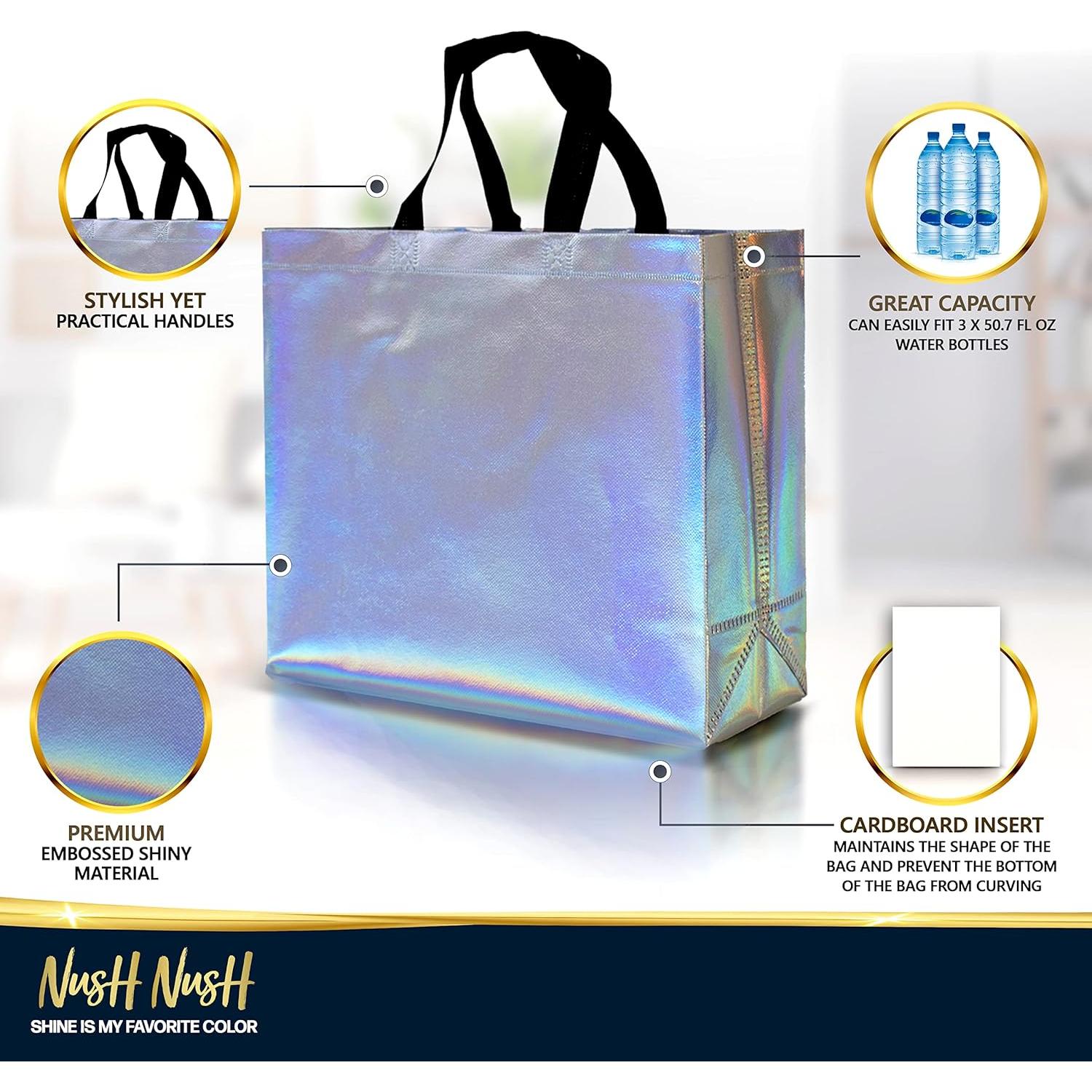 Bolsas de Regalo Iridiscentes Nush Nush - Set de 12 Grandes 28x13x33 cm