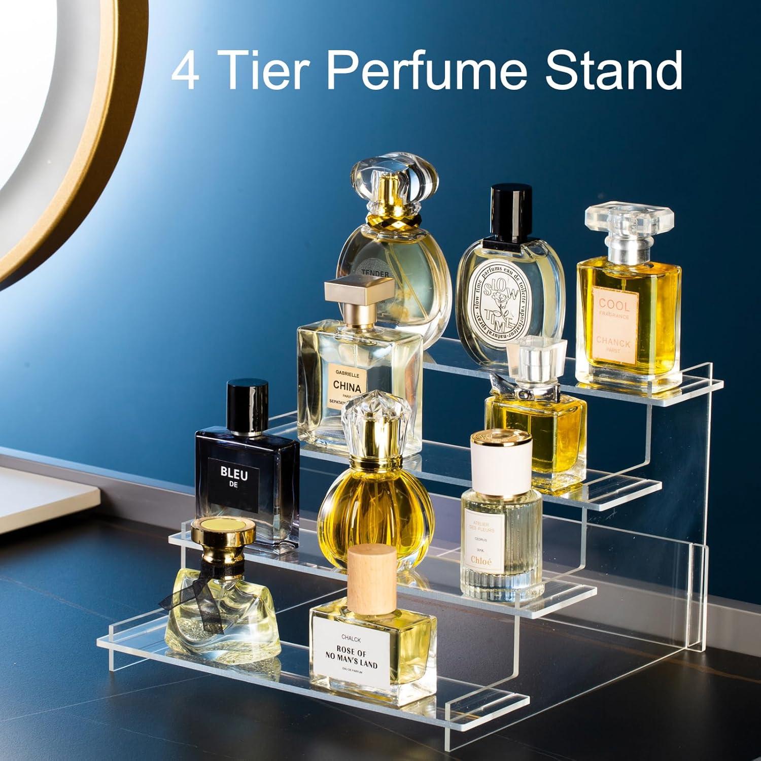 Soporte Acrílico de Exhibición 4 Niveles HENABLE para Perfumes y Cupcakes