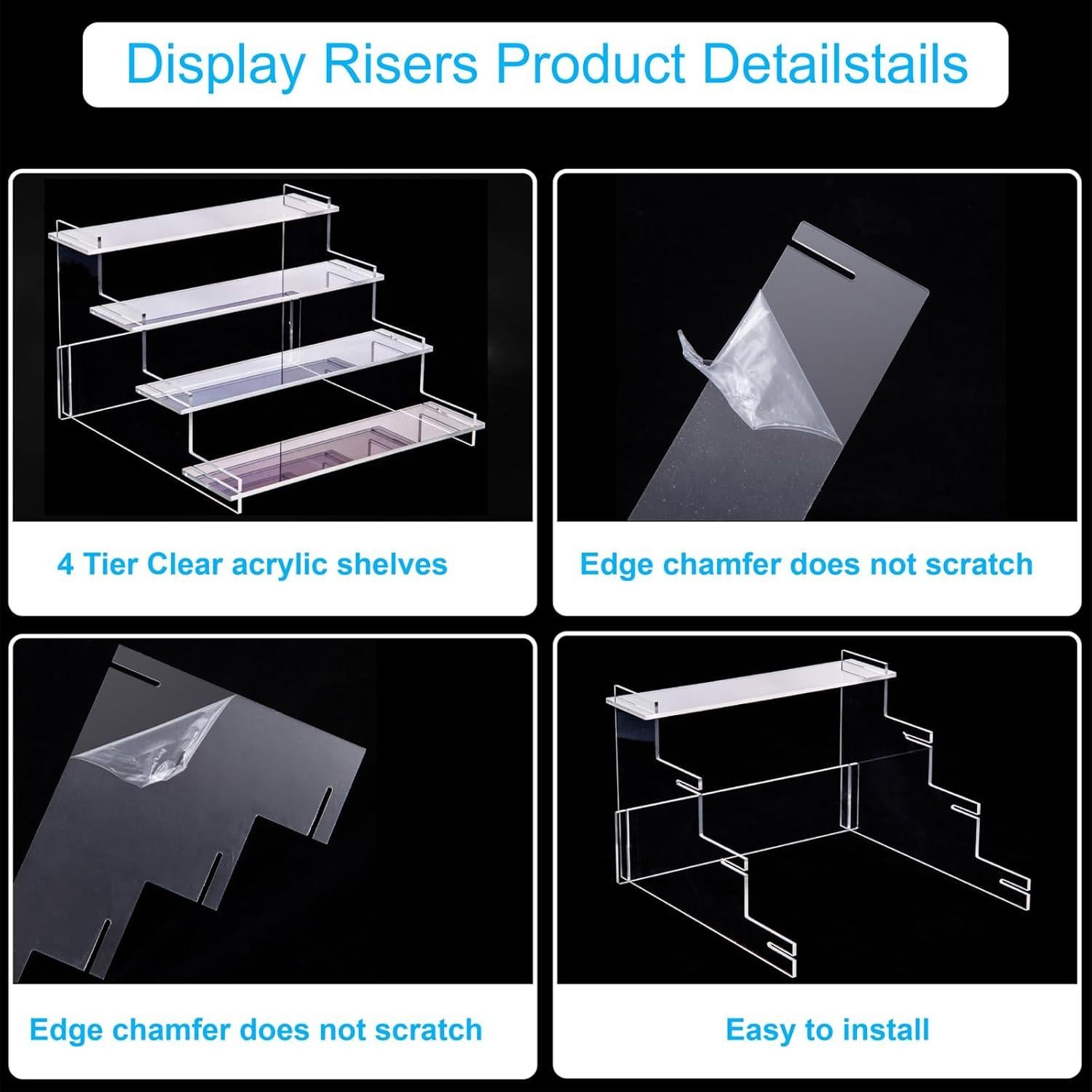 Soporte Acrílico de Exhibición 4 Niveles HENABLE para Perfumes y Cupcakes