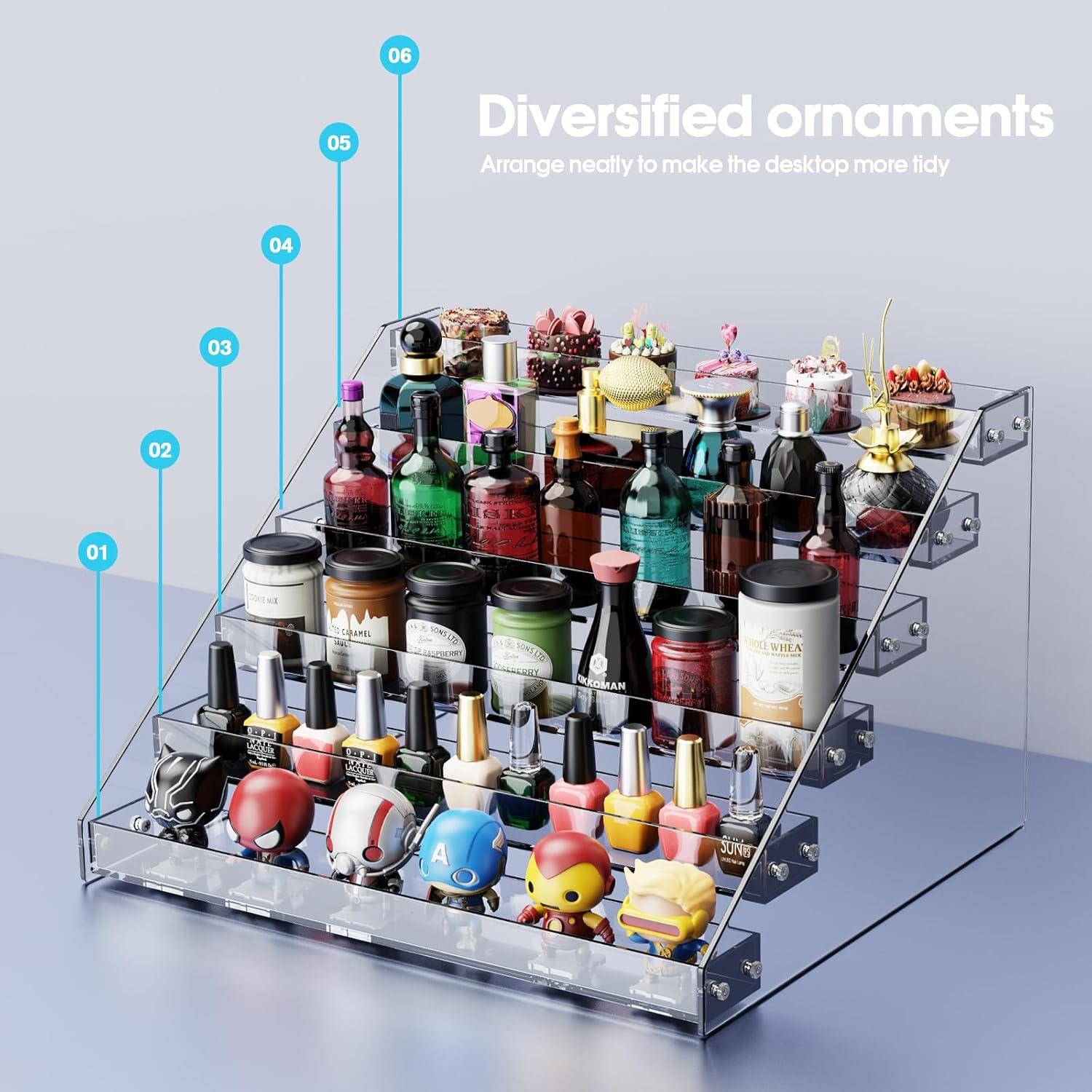 Estante de exhibición acrílico HUITAI 6 niveles 30.99x32.29 cm