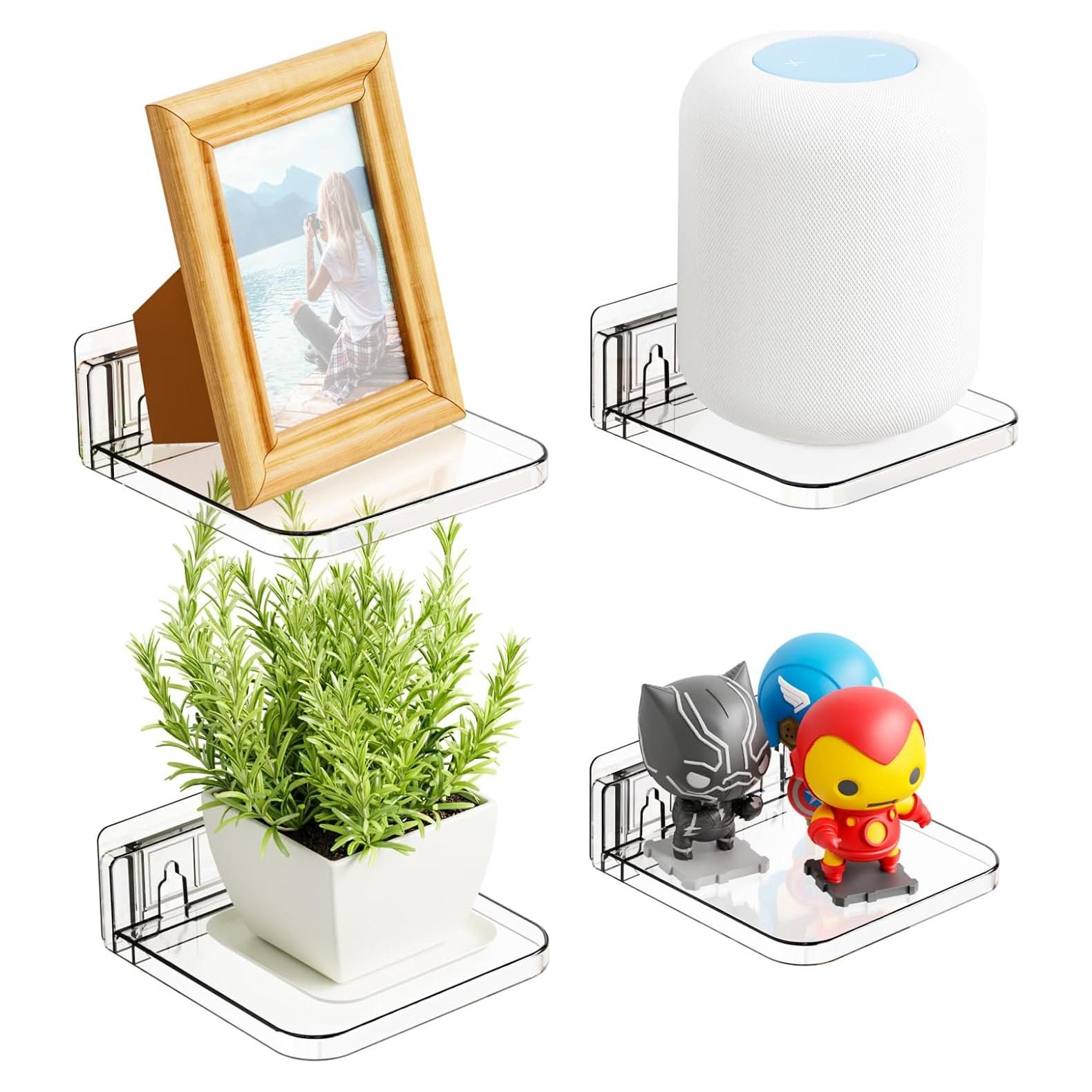 Estantes Flotantes Adhesivos Yieach 4 Piezas 12.7 cm Transparente