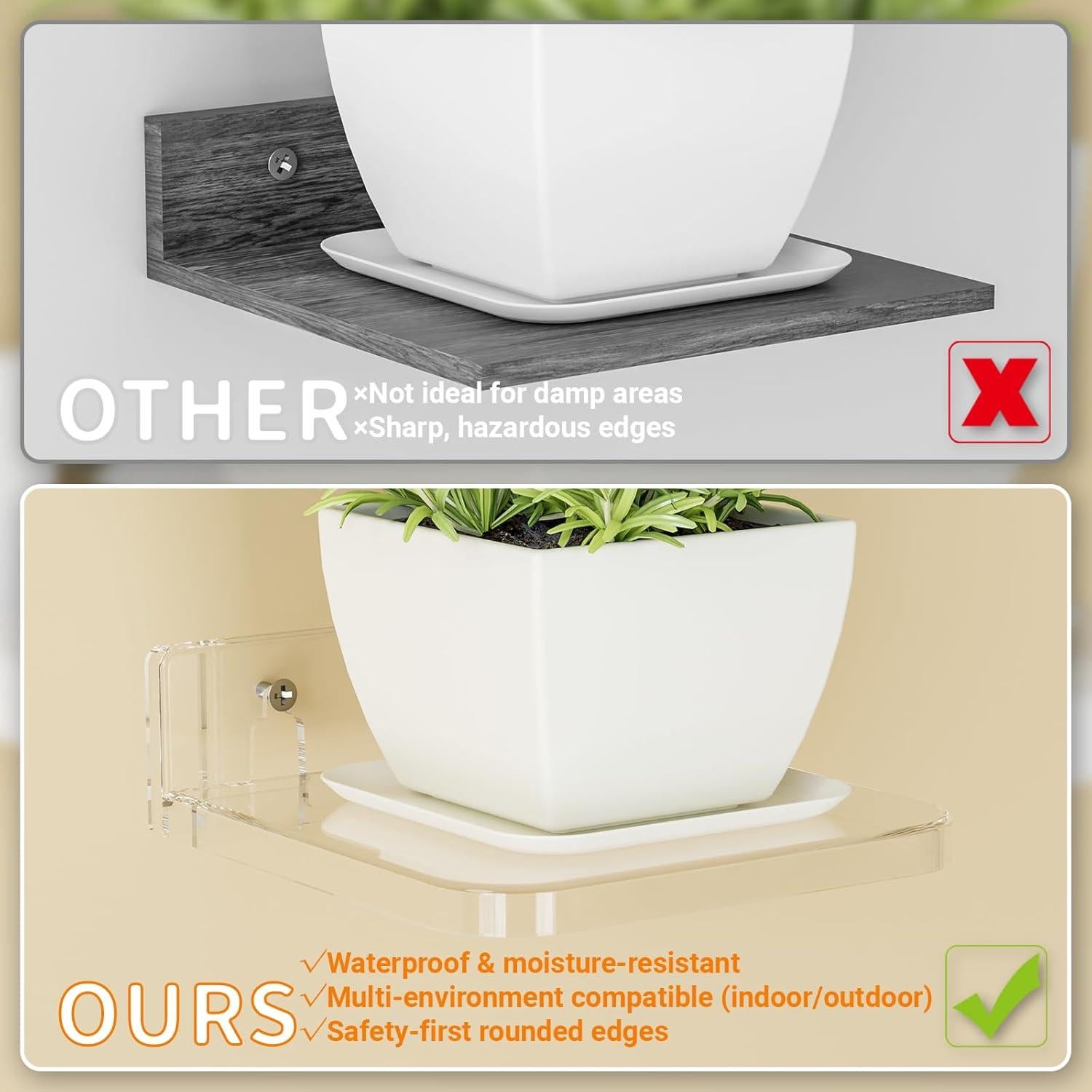 Estantes Flotantes Adhesivos Yieach 4 Piezas 12.7 cm Transparente