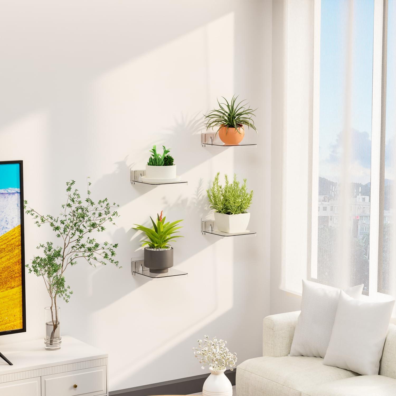 Estantes Flotantes Adhesivos Yieach 4 Piezas 12.7 cm Transparente