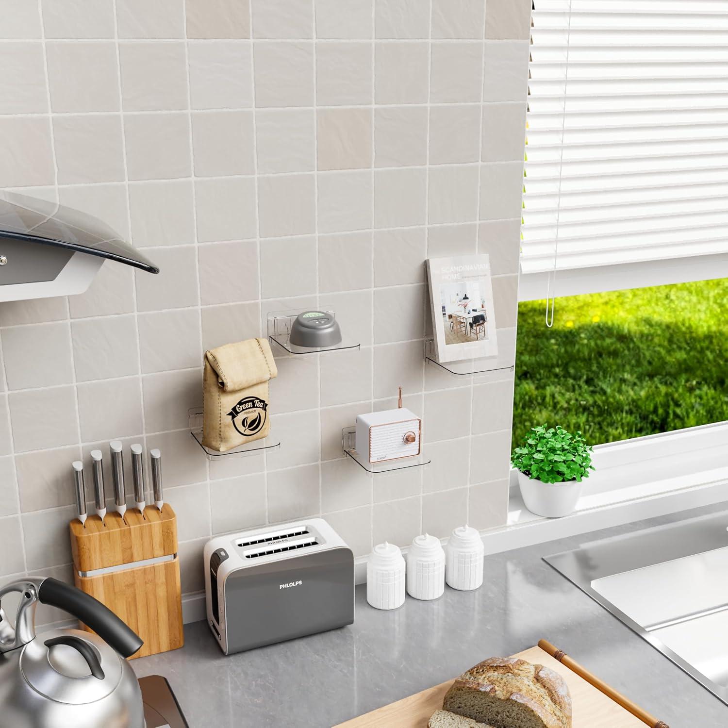 Estantes Flotantes Adhesivos Yieach 4 Piezas 12.7 cm Transparente