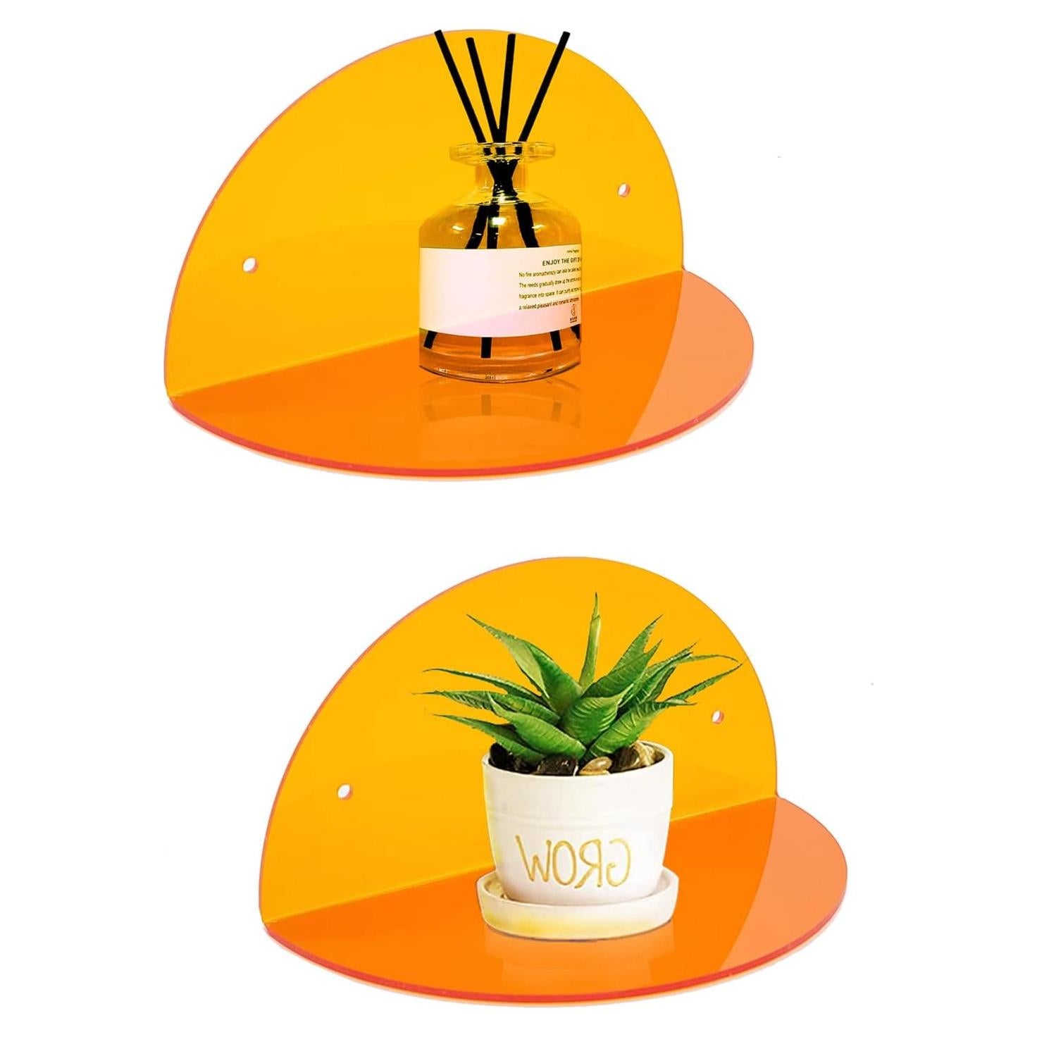 Estantes Flotantes Pequeños ROYALITA de Acrílico Naranja - Paquete de 2