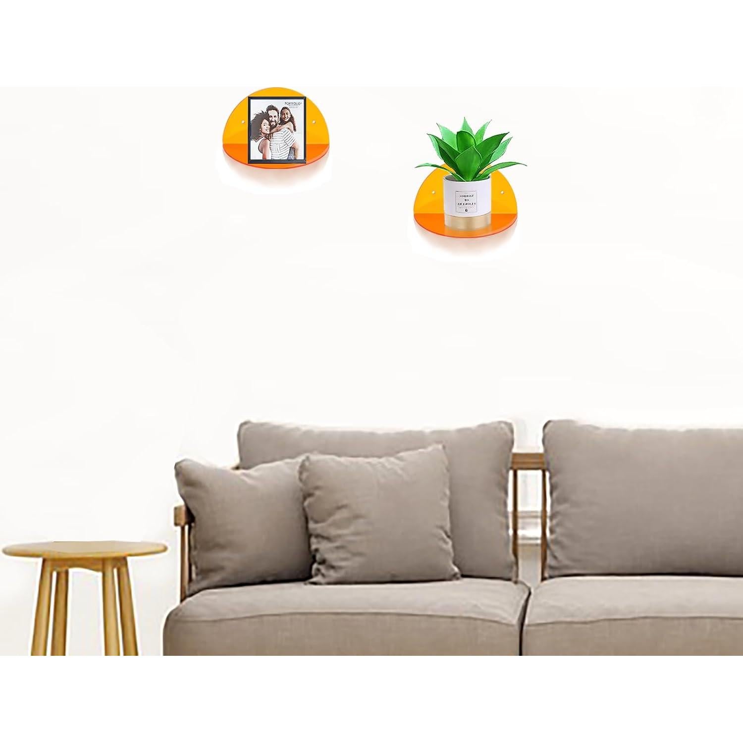 Estantes Flotantes Pequeños ROYALITA de Acrílico Naranja - Paquete de 2