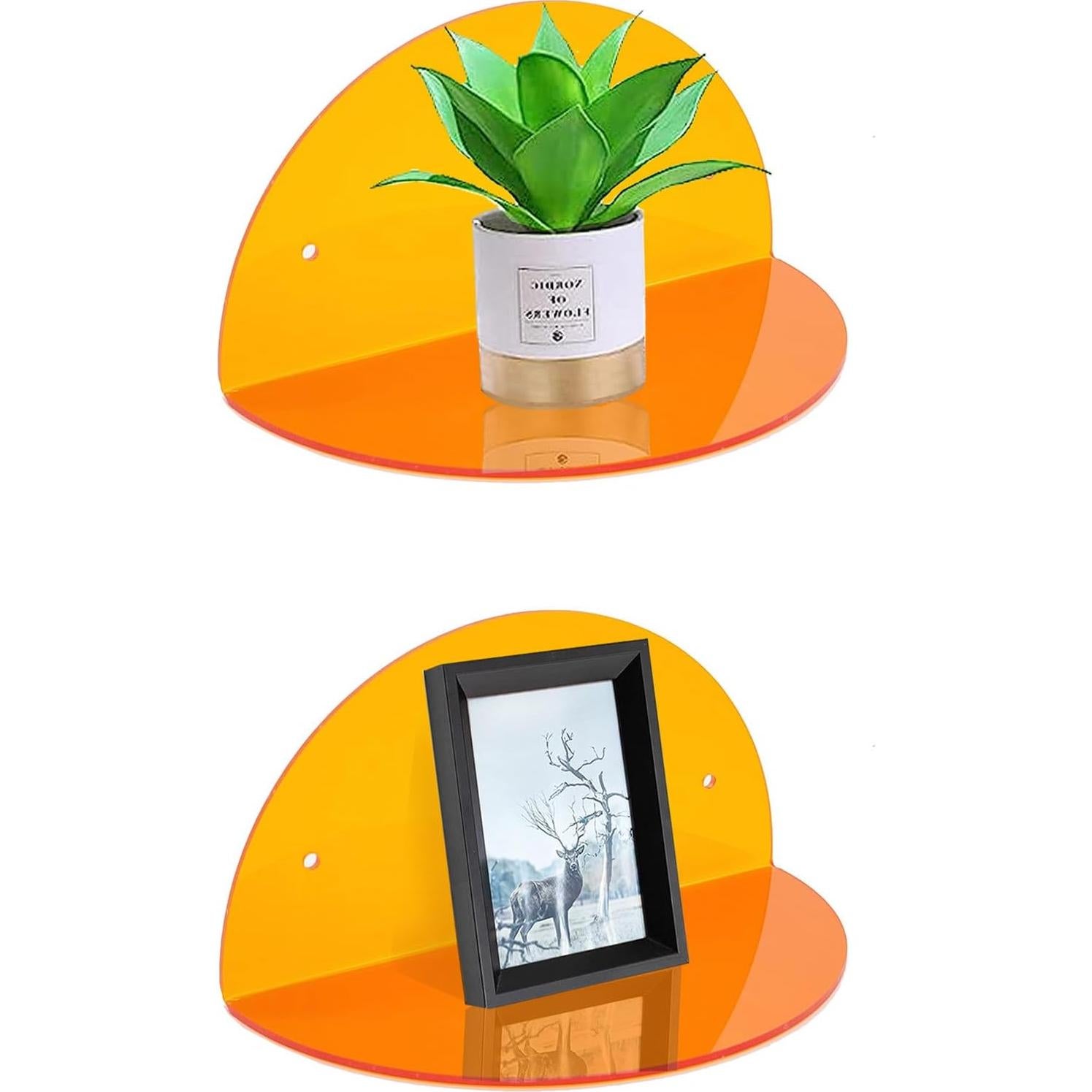 Estantes Flotantes Pequeños ROYALITA de Acrílico Naranja - Paquete de 2