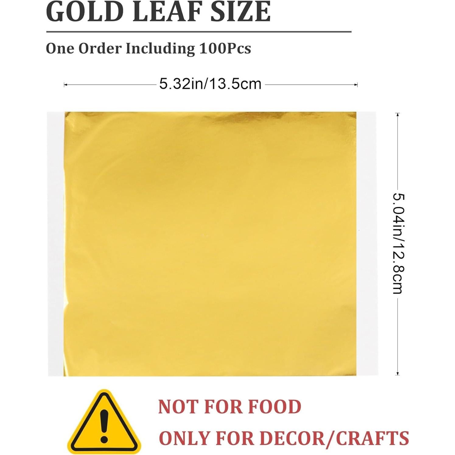 Hojas de Oro para Arte CINHOLL 100 Pcs 12.8x13.5 cm