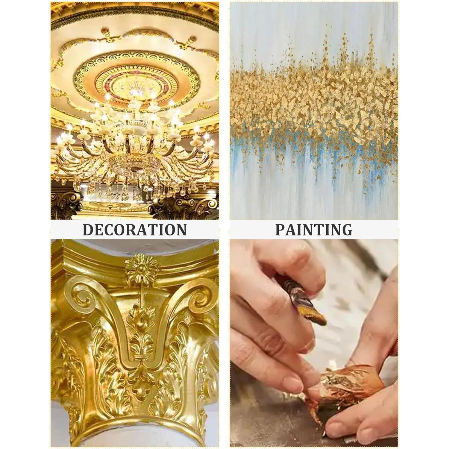 Hojas de Oro para Arte CINHOLL 100 Pcs 12.8x13.5 cm