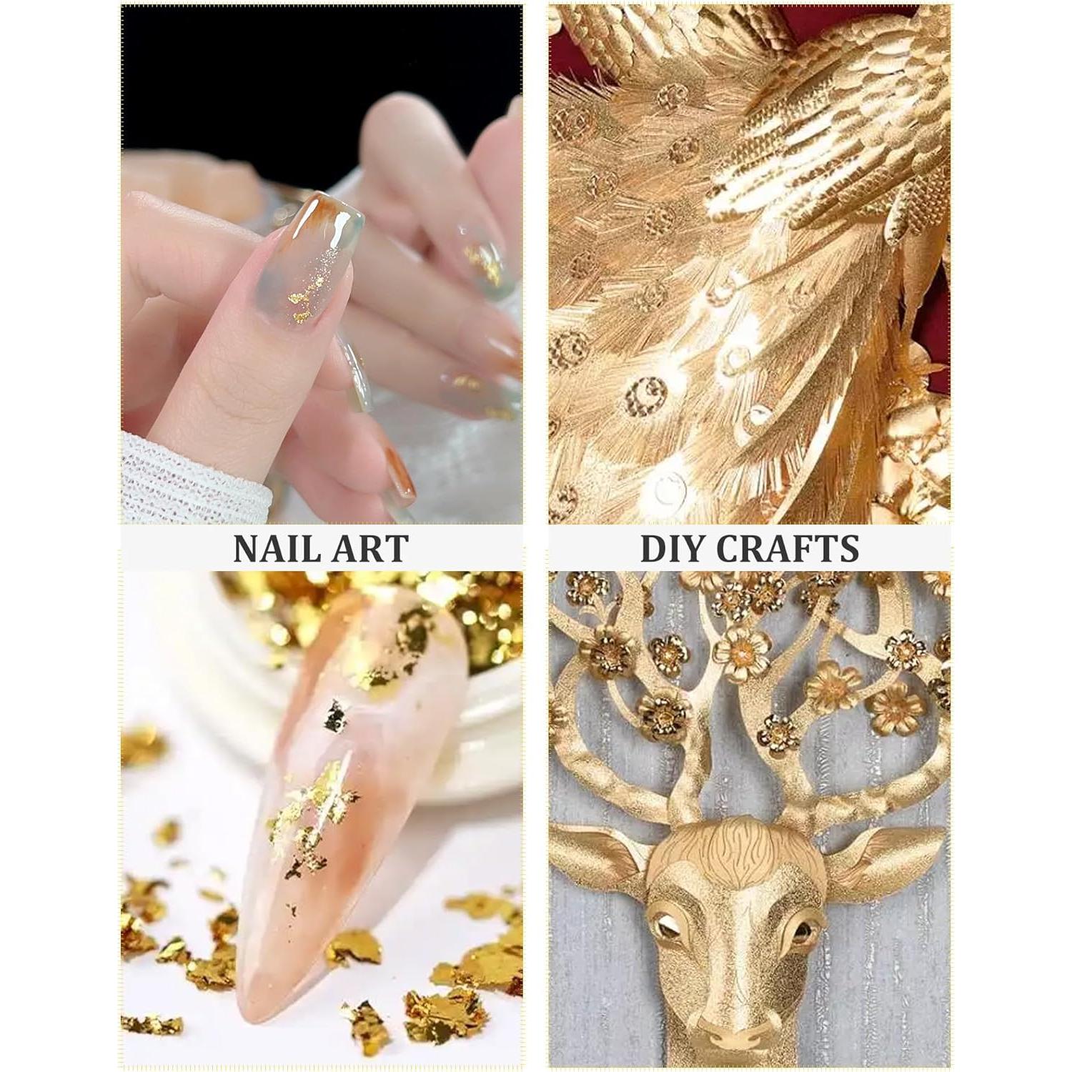 Hojas de Oro para Arte CINHOLL 100 Pcs 12.8x13.5 cm