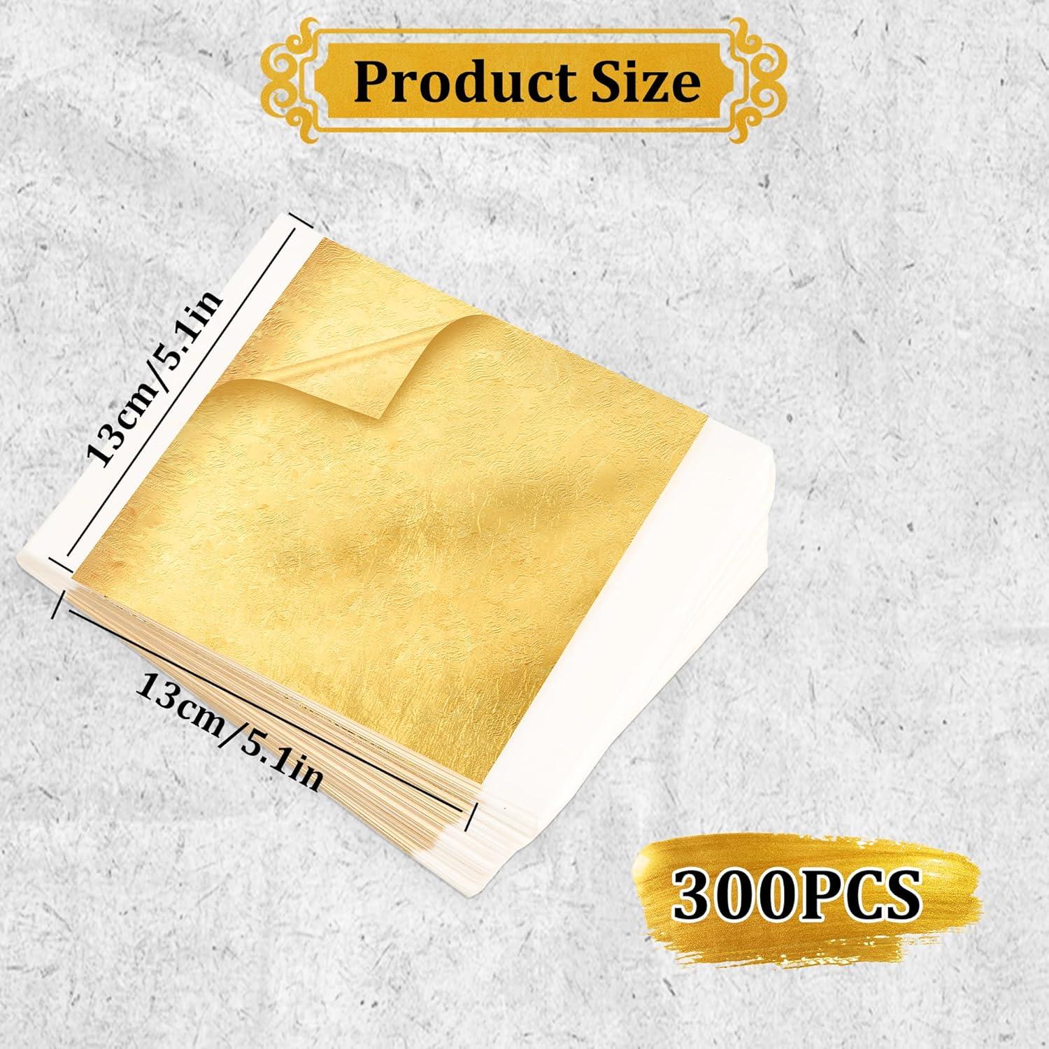 300 Hojas de Oro Imitación Nuesaurd 13x13cm para Manualidades