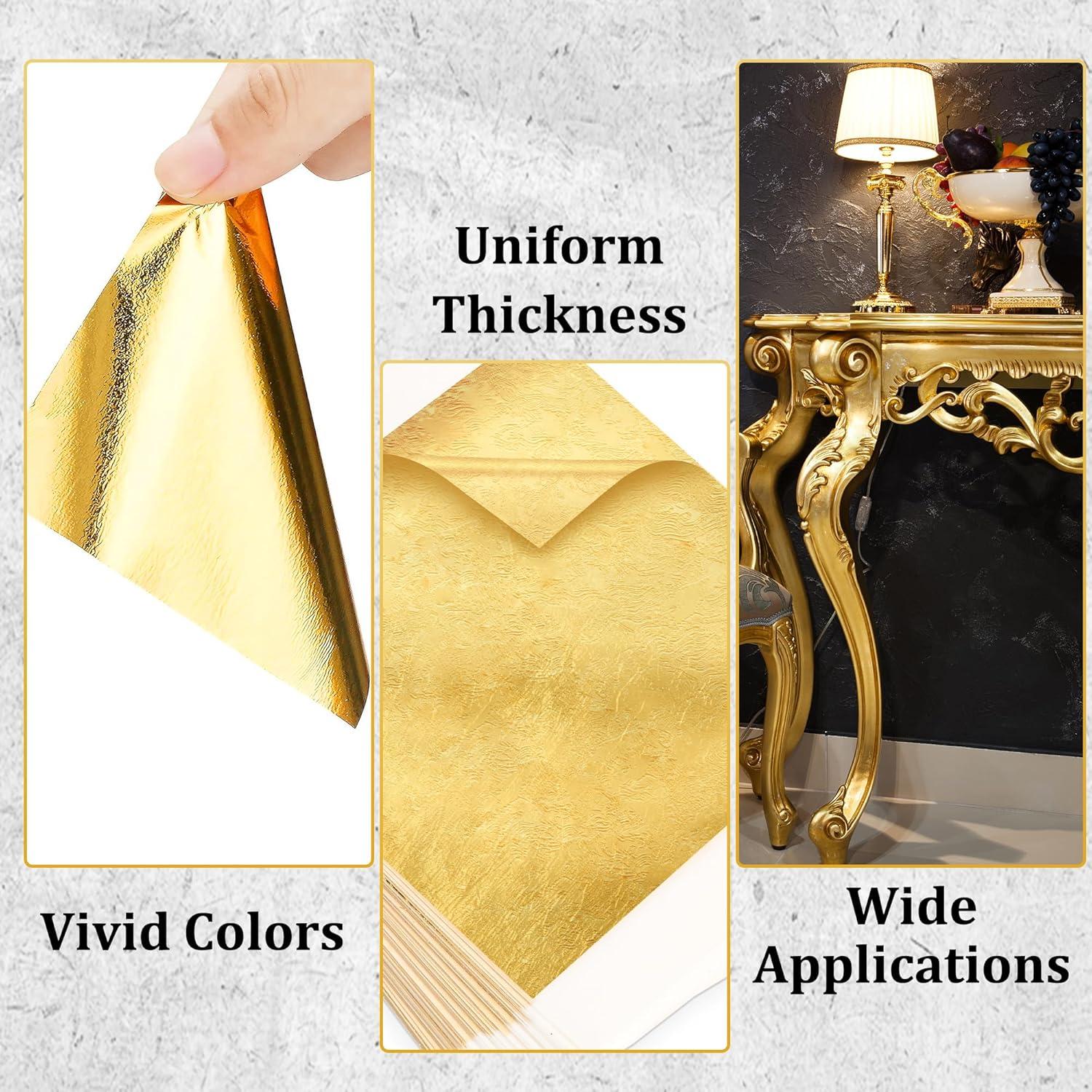 300 Hojas de Oro Imitación Nuesaurd 13x13cm para Manualidades