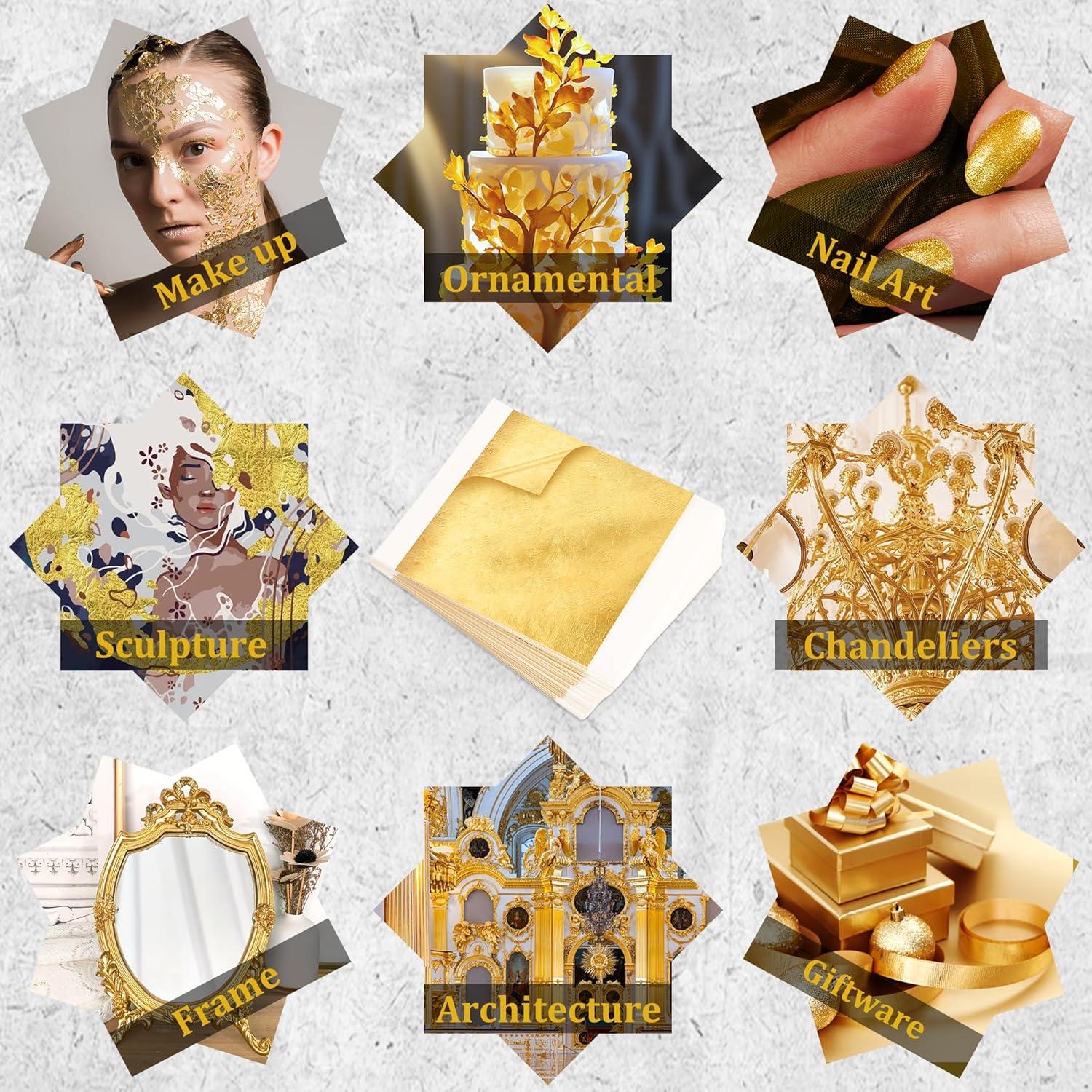 300 Hojas de Oro Imitación Nuesaurd 13x13cm para Manualidades