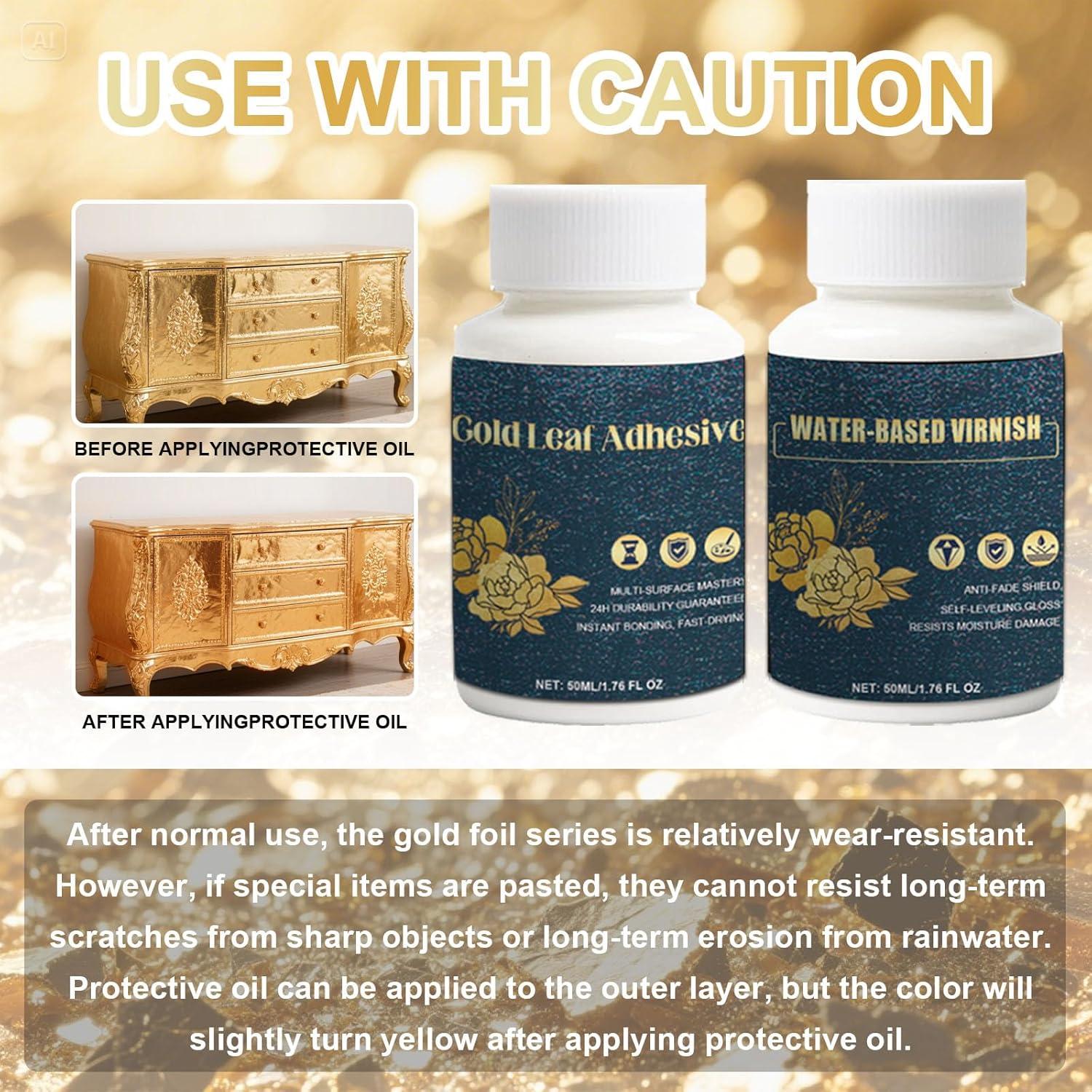 Kit de Gilding LIKFCBOND con 50 Hojas de Oro y Adhesivo 50ml