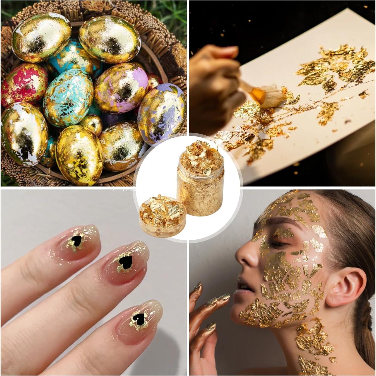 Copos de Hoja de Oro Imitación FOJOO 10g con Pinzas DIY