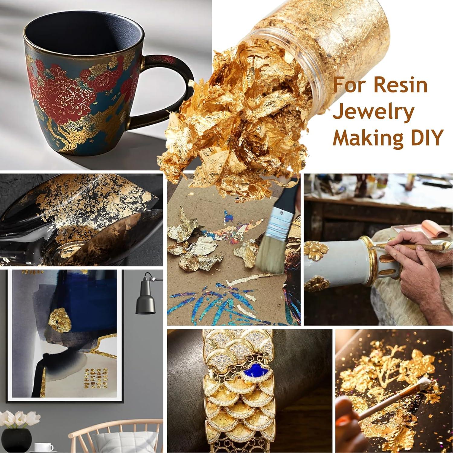 Copos de Hoja de Oro Imitación FOJOO 10g con Pinzas DIY