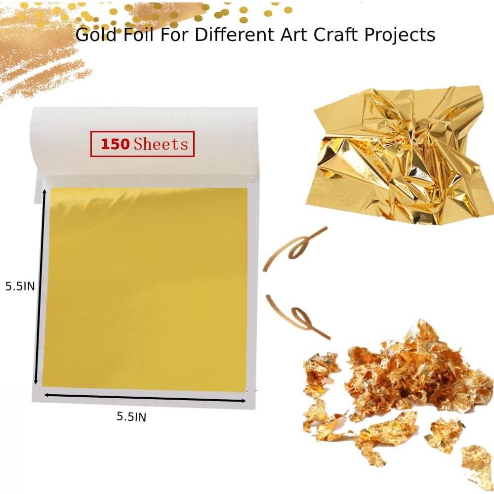 Hojas de Foil Dorado FLOWOOM - 150 Piezas 14x14 cm para Manualidades