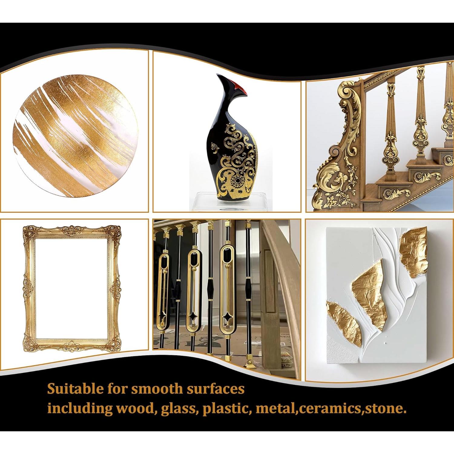 Kit de Pan de Oro Vividye - 100 Hojas, 100ml Pegamento y Barniz