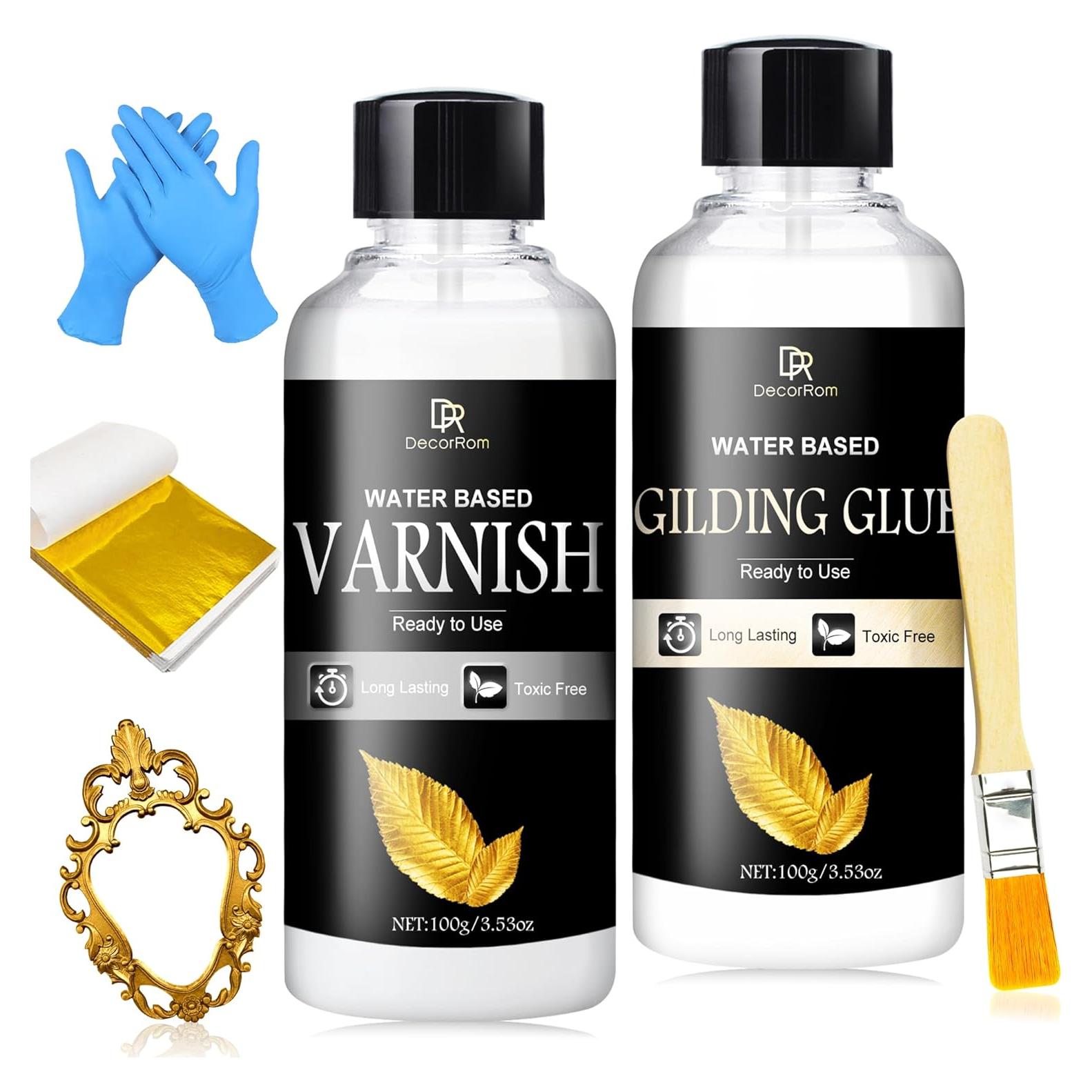 Kit de Adhesivo y Pan de Oro DecorRom - 200g Adhesivo y 100 Hojas