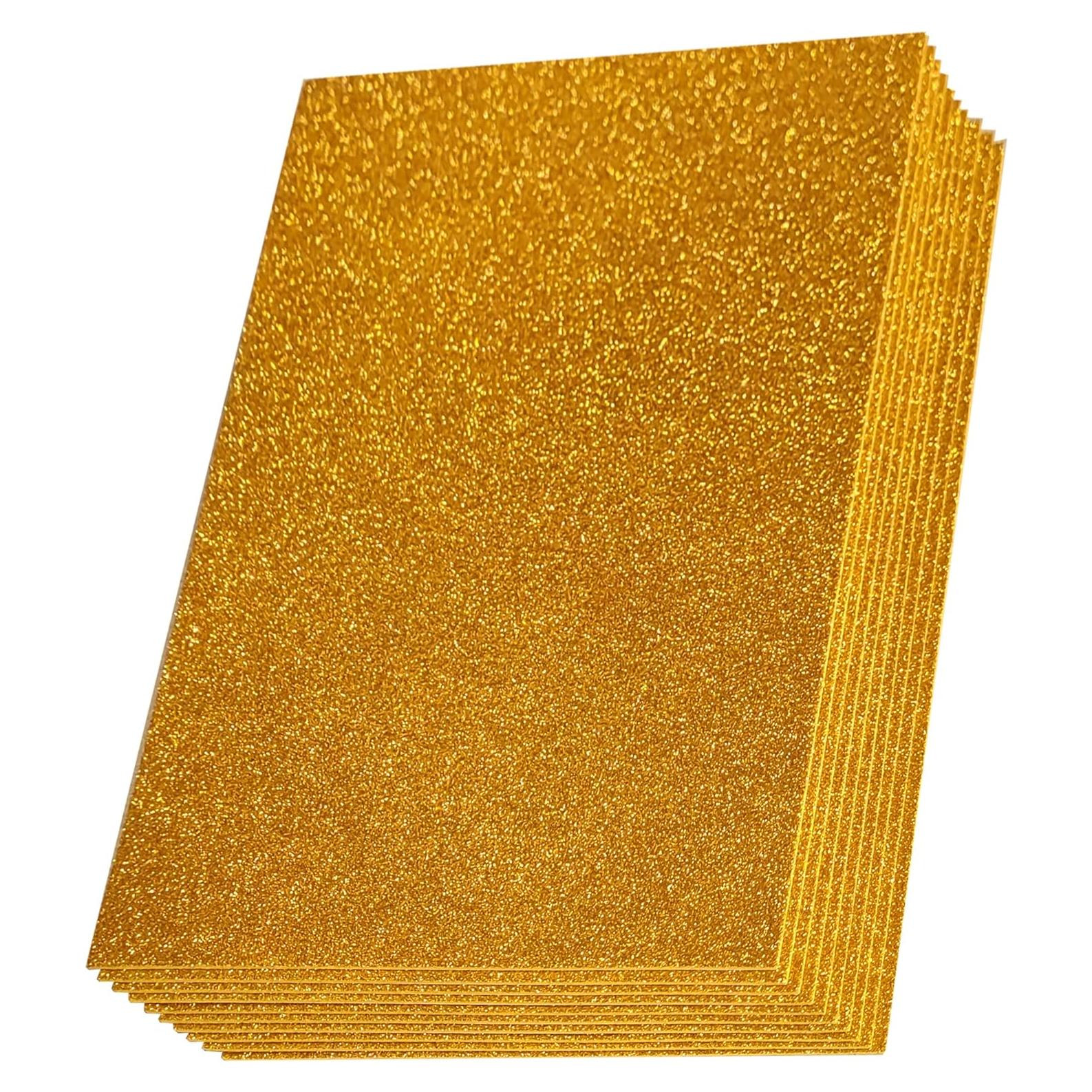 Hojas de Espuma Glitter Doradas SALEMAR 10 Paquetes A4 21x30 cm