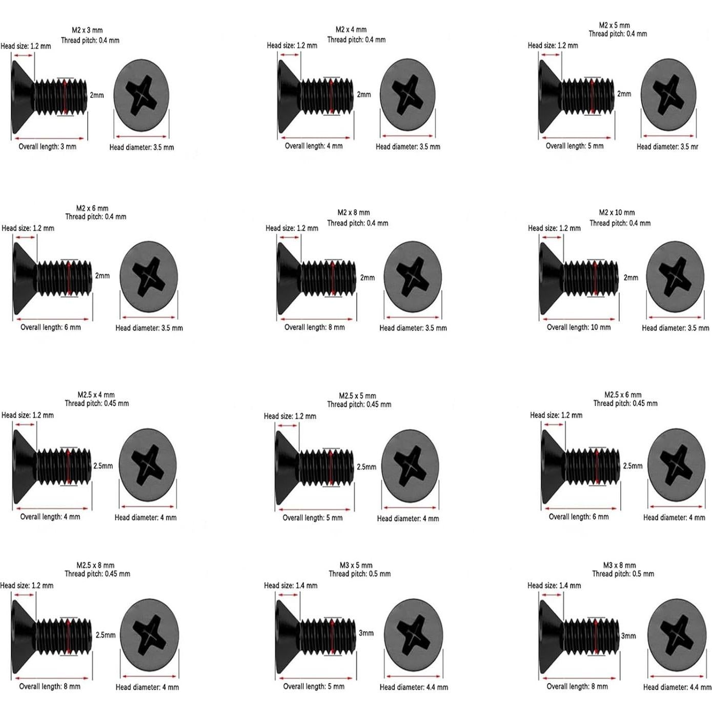 Kit de Tornillos para Laptop Eowpower 240 Piezas M2 M2.5 M3