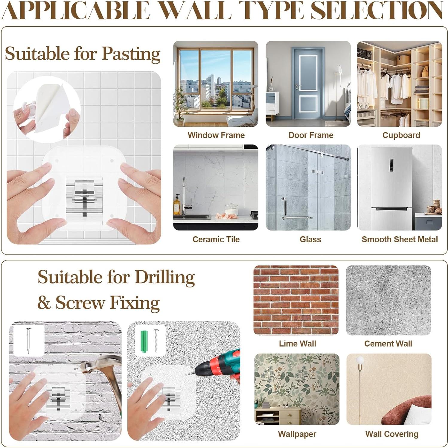 Varillas de Cortina Sin Perforación Mvbsje - Soporte 9.07 kg