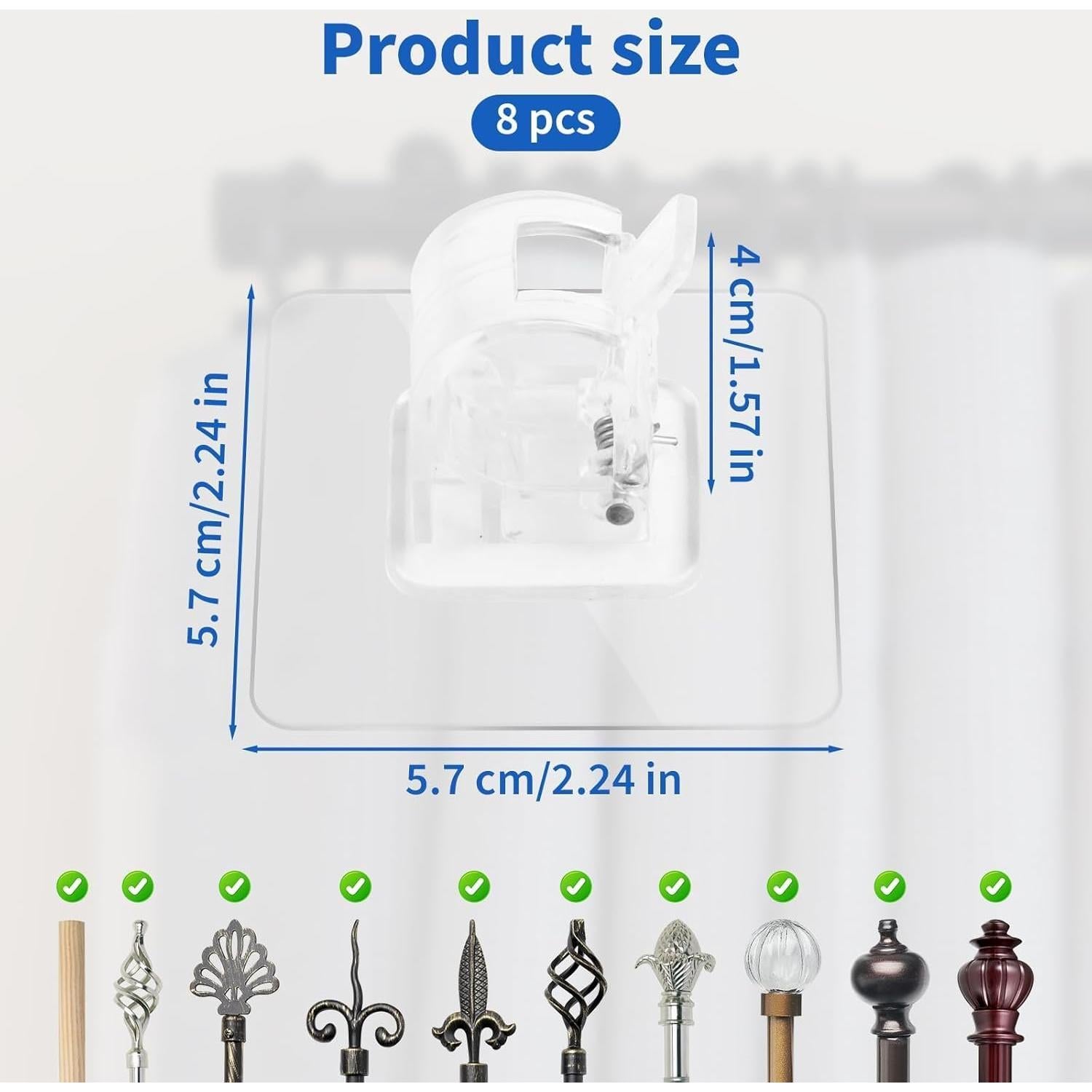 Soportes de Barra de Cortina Autoadhesivos TRUSBEE 8PCS