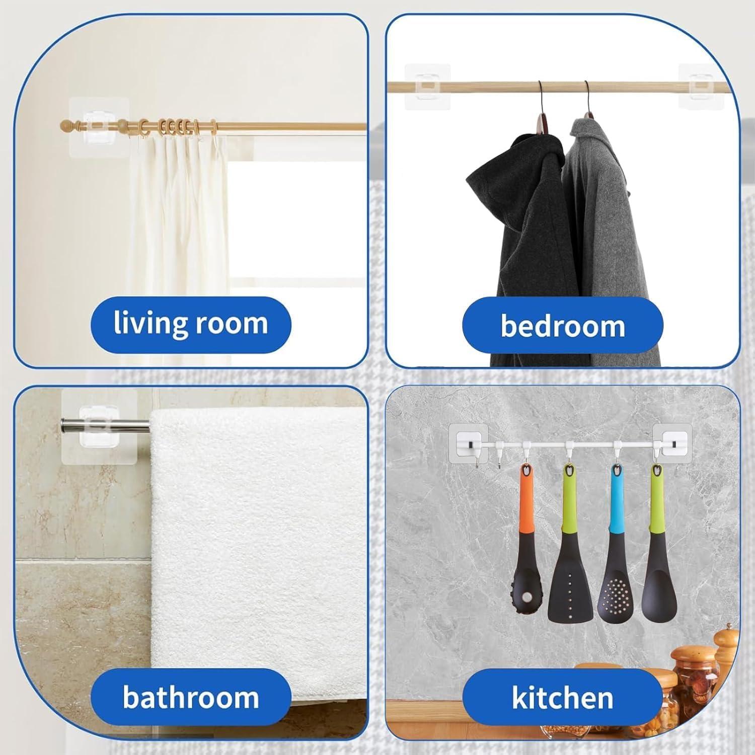 Soportes de Barra de Cortina Autoadhesivos TRUSBEE 8PCS