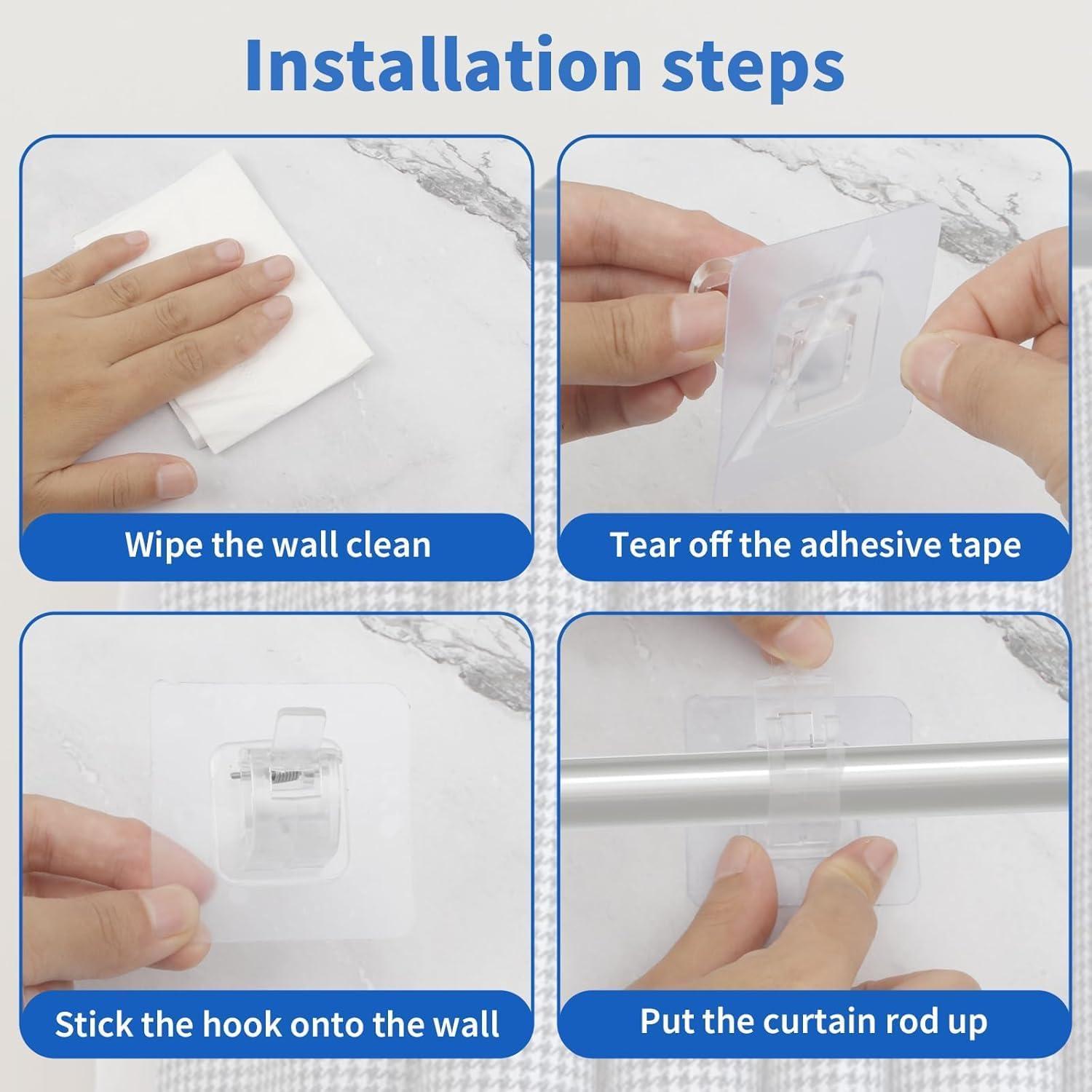 Soportes de Barra de Cortina Autoadhesivos TRUSBEE 8PCS