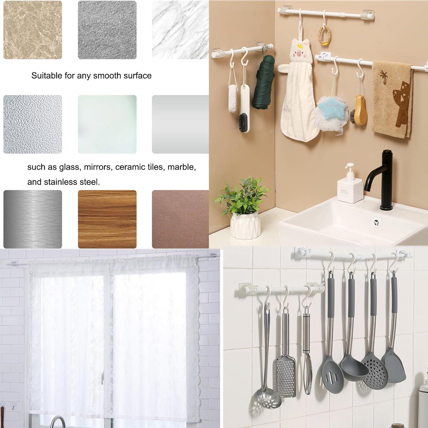 4 Soportes de Barra de Cortina Adhesivos ONESWI - Sin Taladrar