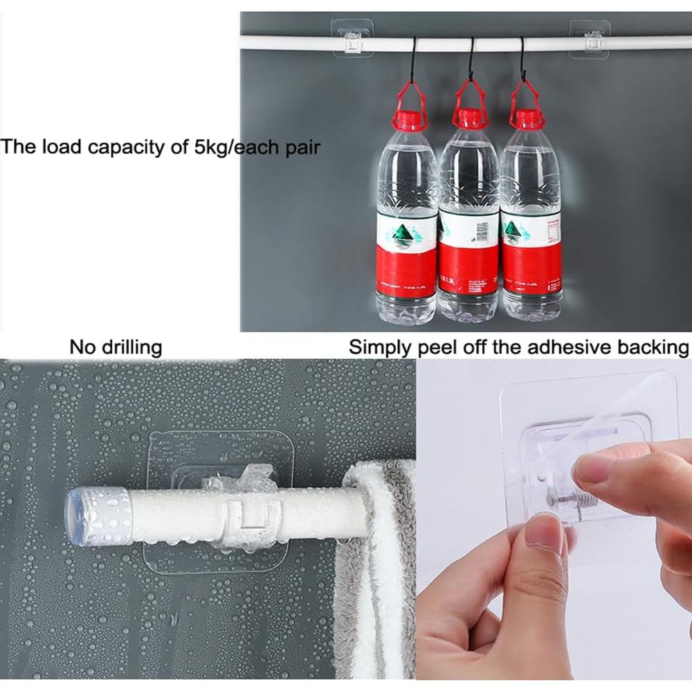 4 Soportes de Barra de Cortina Adhesivos ONESWI - Sin Taladrar
