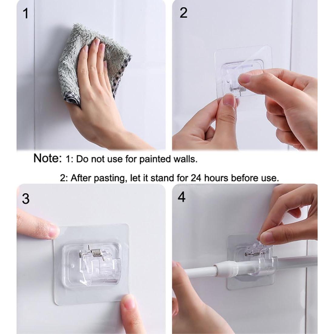 4 Soportes de Barra de Cortina Adhesivos ONESWI - Sin Taladrar