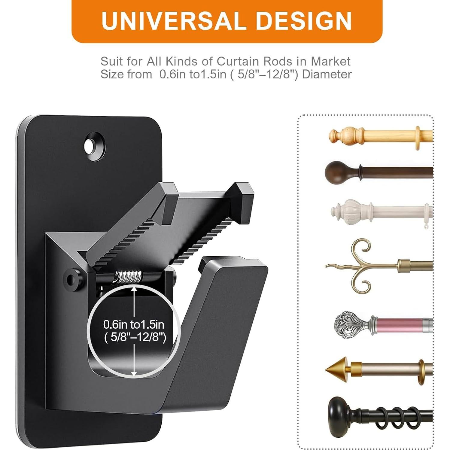 Soporte de Varilla de Cortina Adhesivo Nougte 4PCS Universal