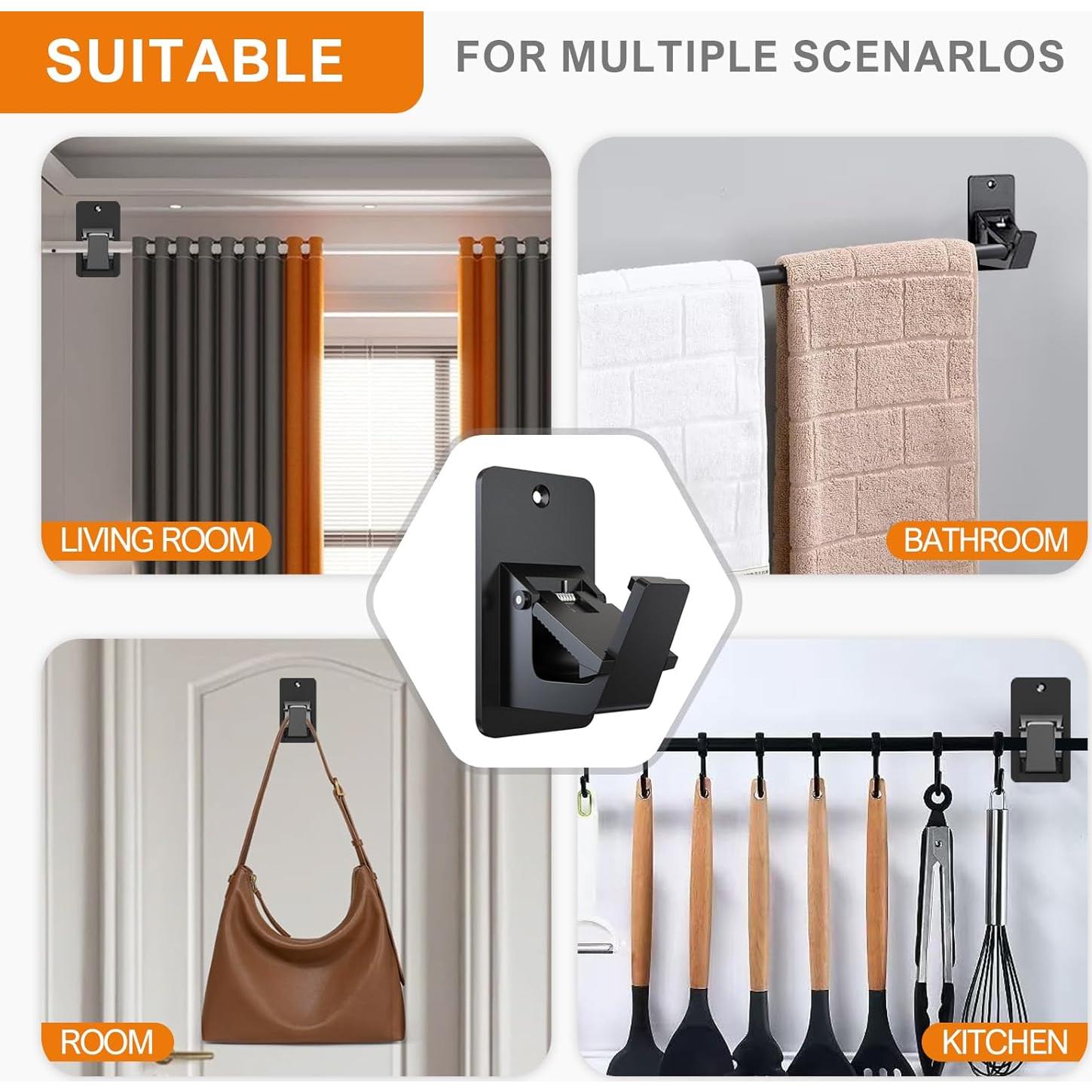 Soporte de Varilla de Cortina Adhesivo Nougte 4PCS Universal